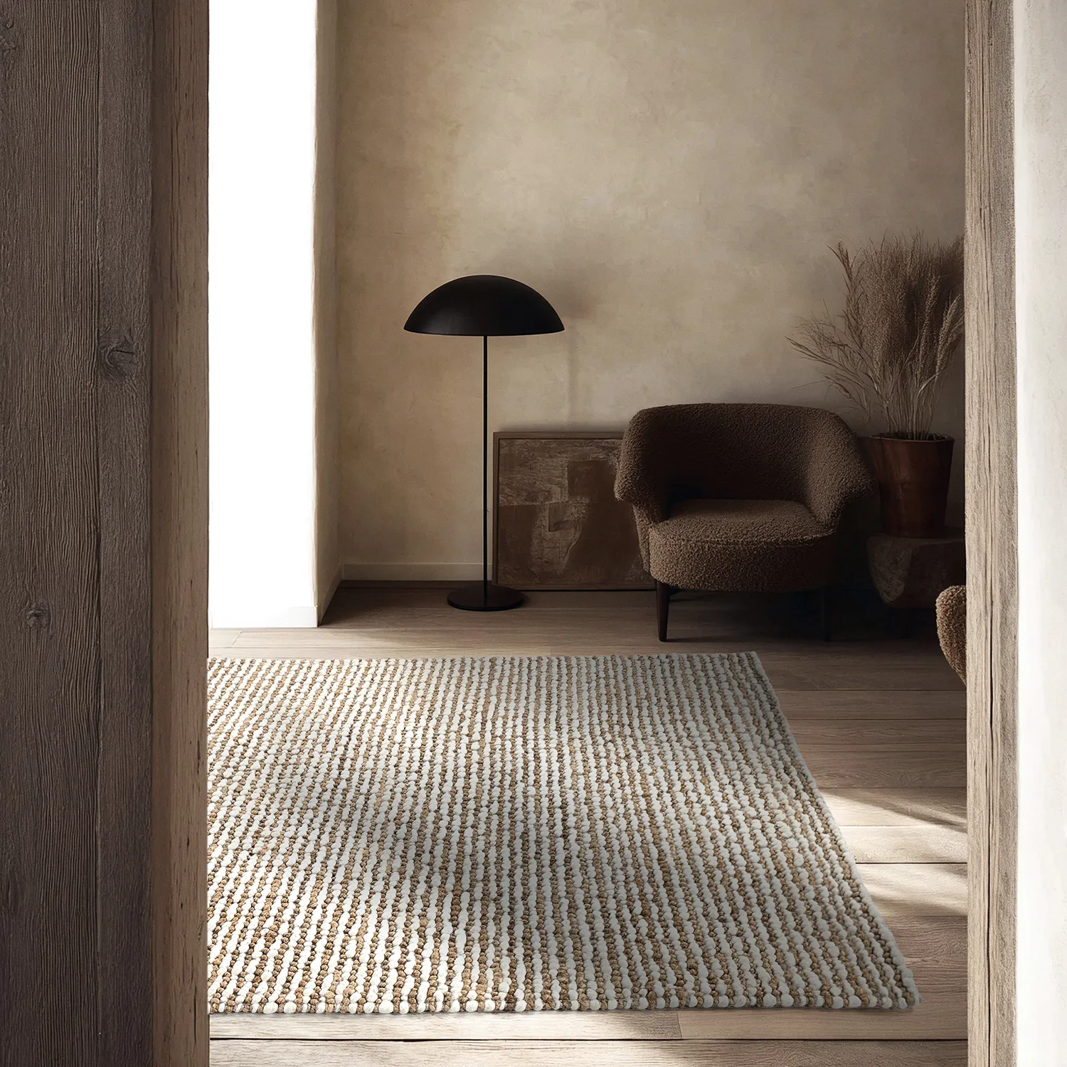 Alfombra de yute - Bally Jute/wool Bubble (naturaleza/blanco)