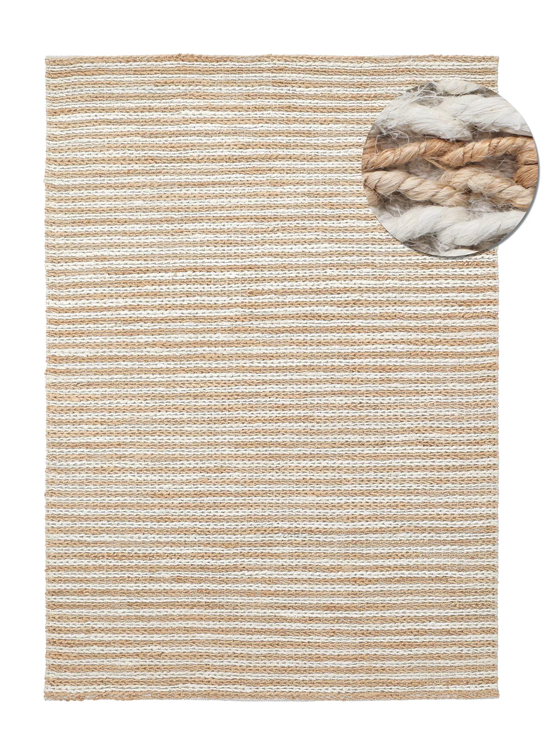 Alfombra de yute - Howrah Braided Jute (naturaleza/blanco)