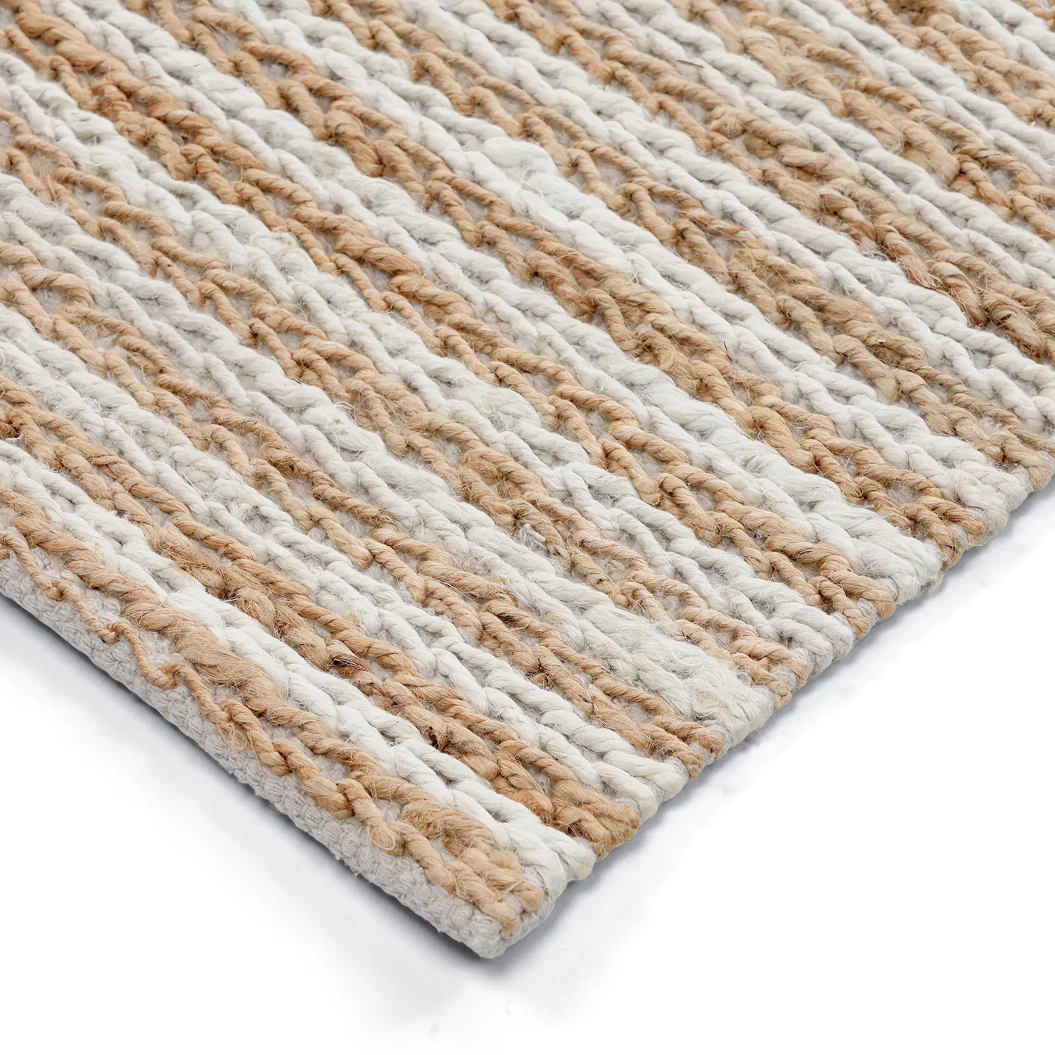 Alfombra de yute - Howrah Braided Jute (naturaleza/blanco)