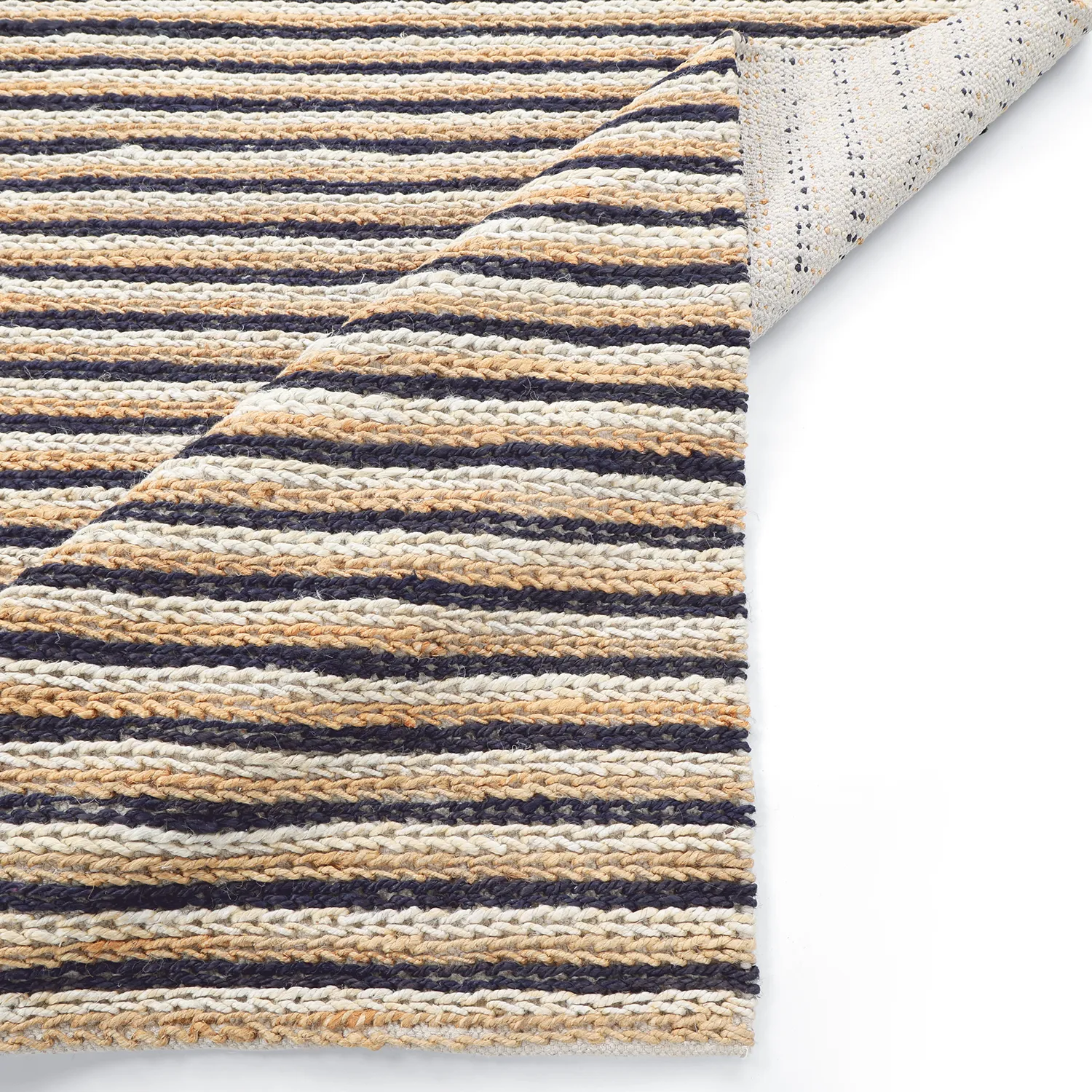 Alfombra de yute - Howrah Braided Jute (natural/blanco/negro)
