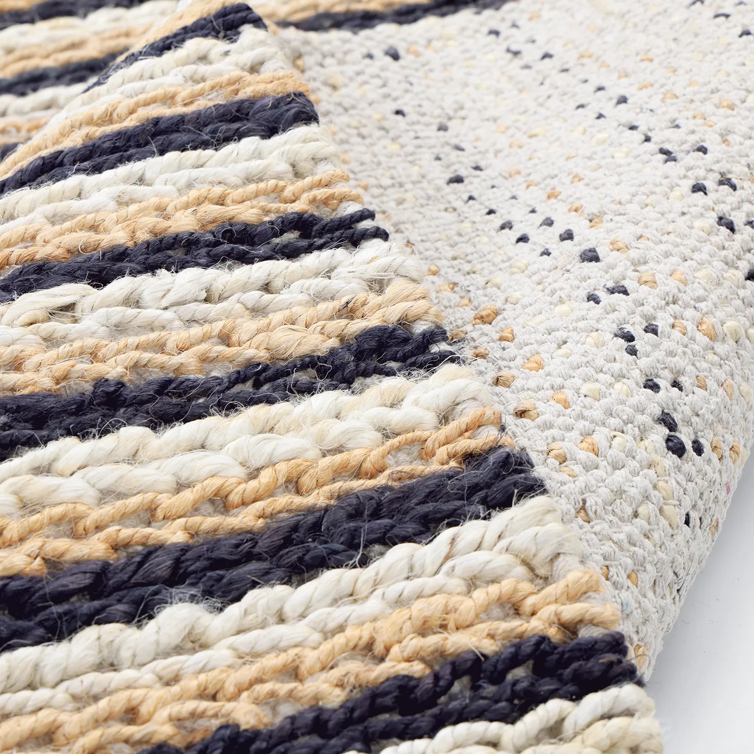 Alfombra de yute - Howrah Braided Jute (natural/blanco/negro)