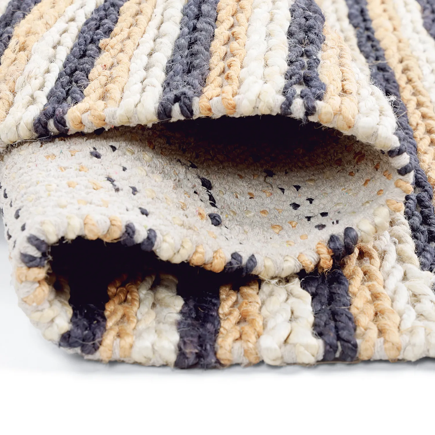 Alfombra de yute - Howrah Braided Jute (natural/blanco/negro)