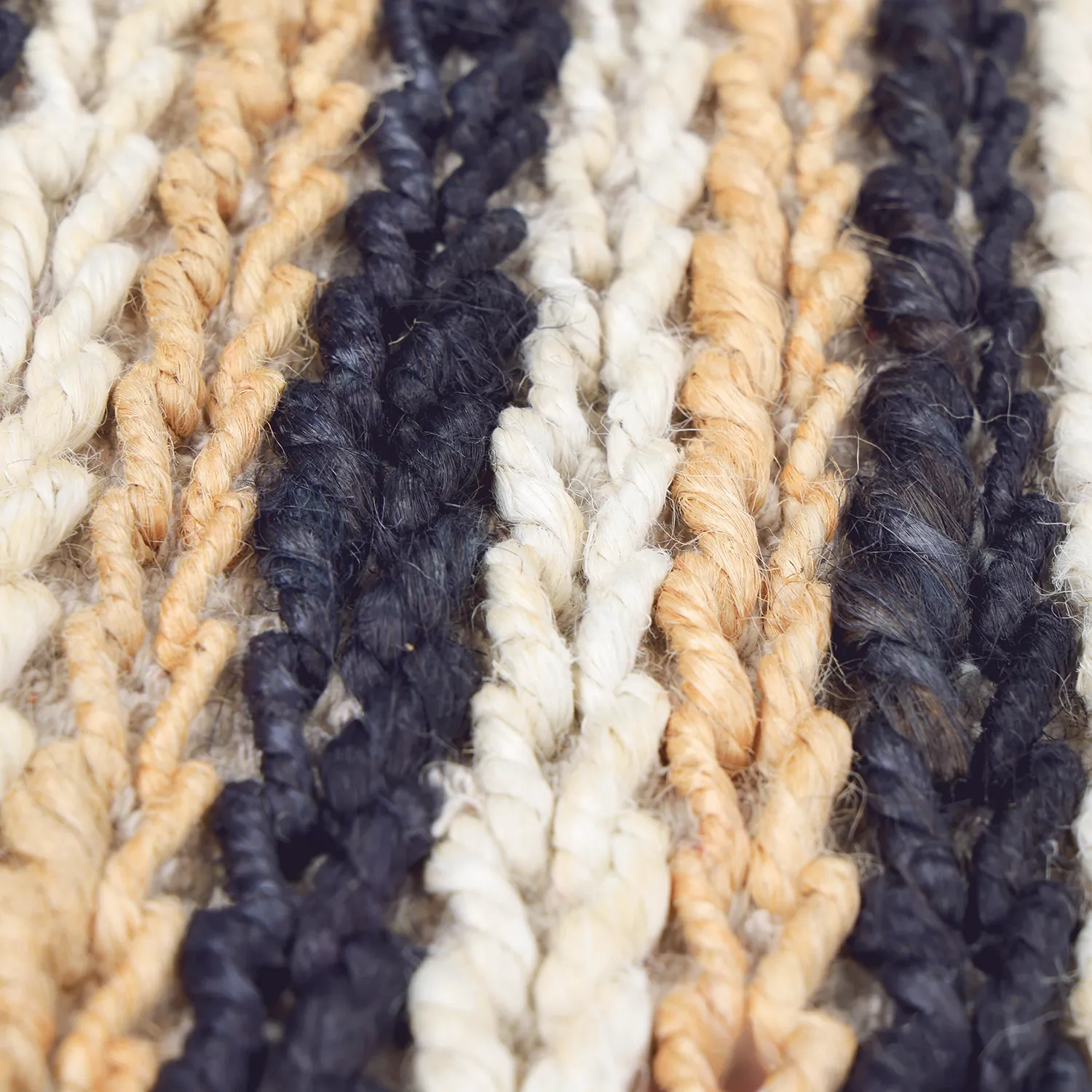 Alfombra de yute - Howrah Braided Jute (natural/blanco/negro)