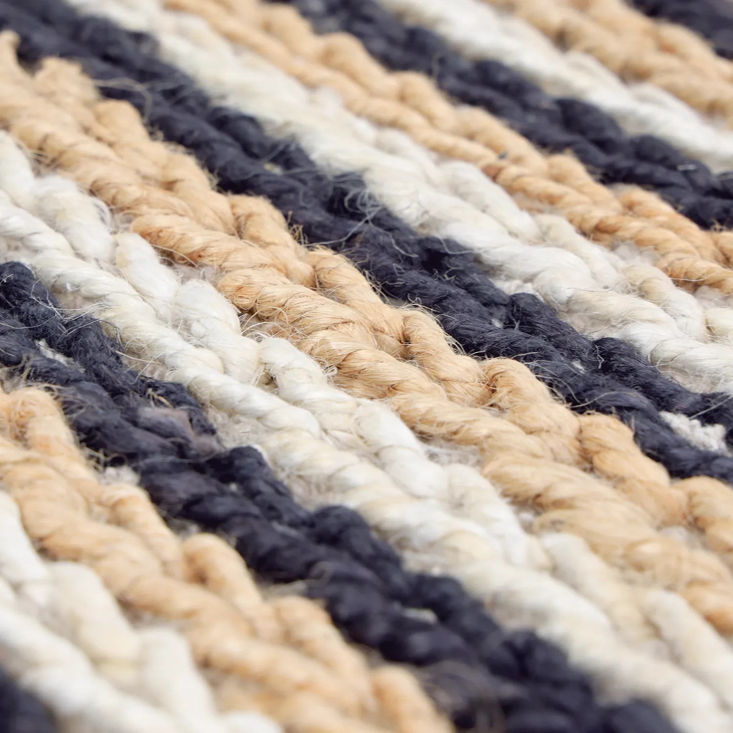 Alfombra de yute - Howrah Braided Jute (natural/blanco/negro)