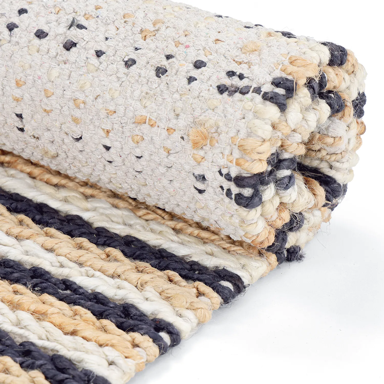Alfombra de yute - Howrah Braided Jute (natural/blanco/negro)