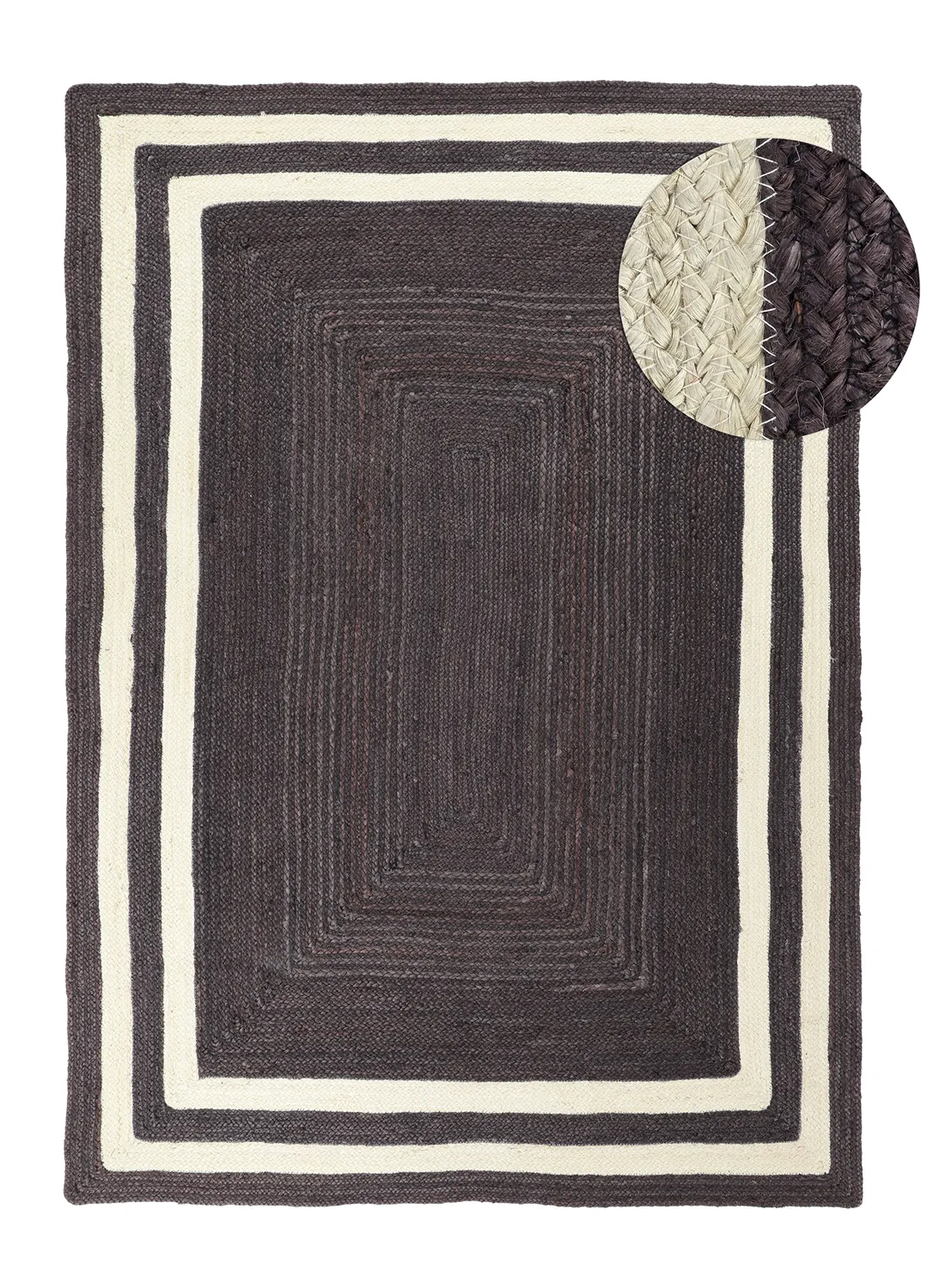 Alfombra de yute - Jessore (taupe oscuro/blanco)