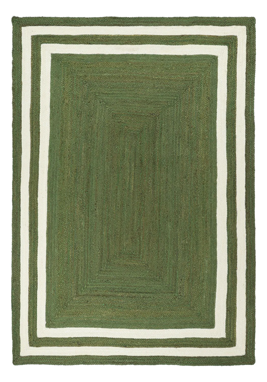Alfombra de yute - Jessore (verde militar/blanco)