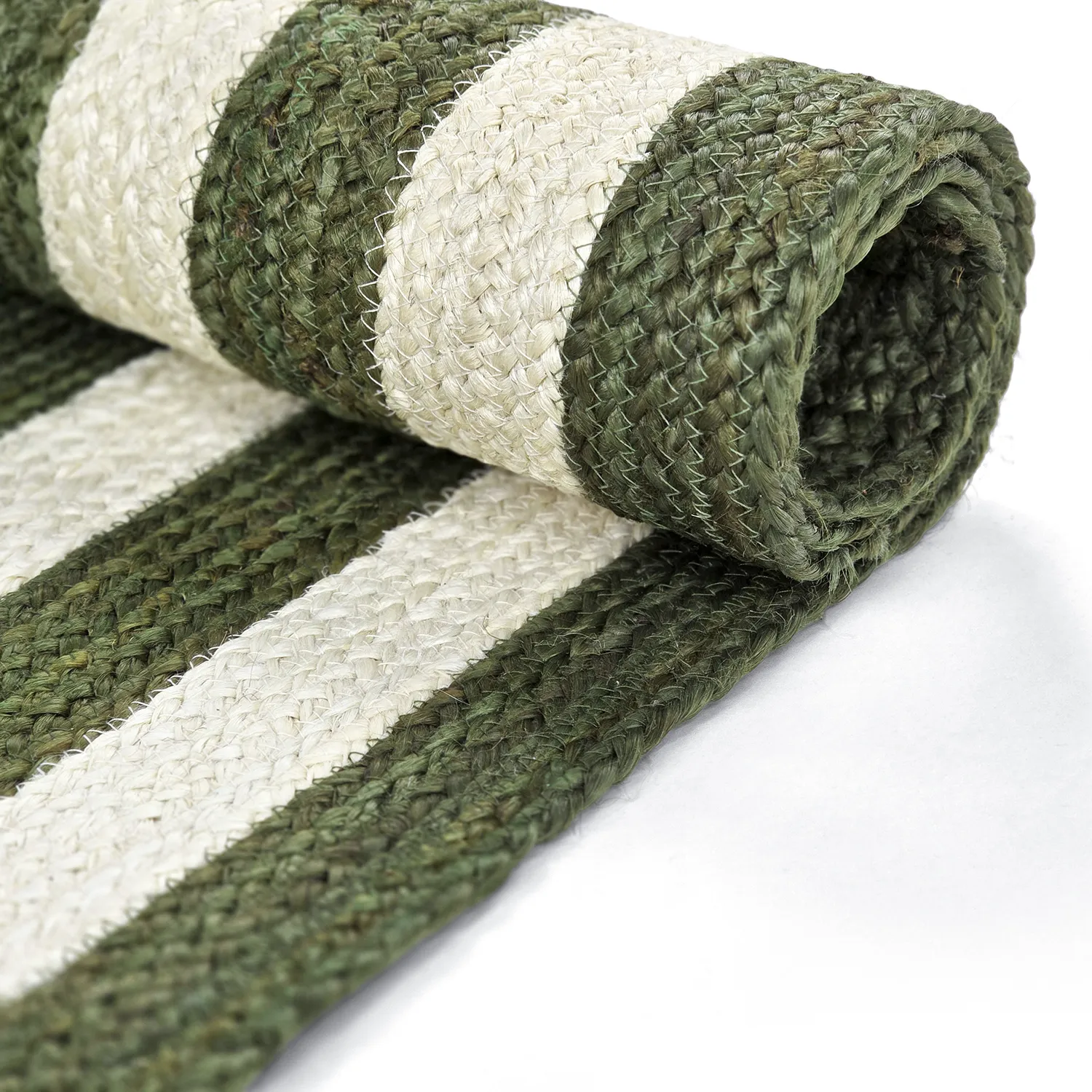 Alfombra de yute - Jessore (verde militar/blanco)