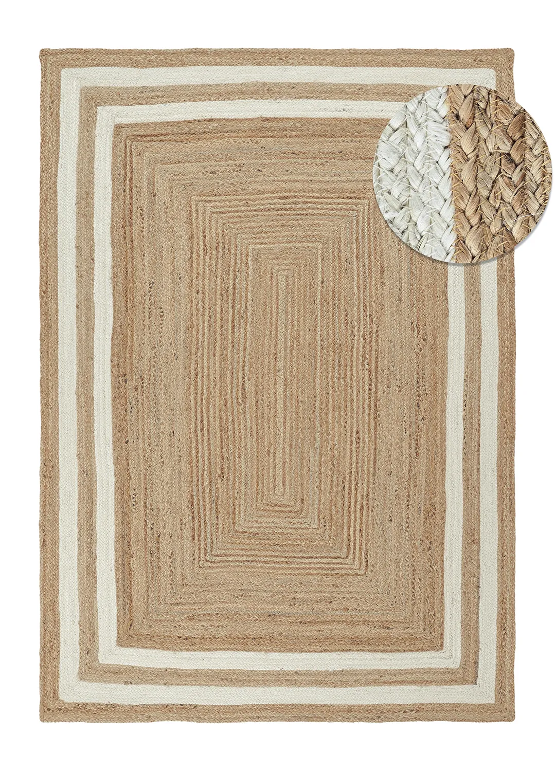Alfombra de yute - Jessore (naturaleza/blanco)