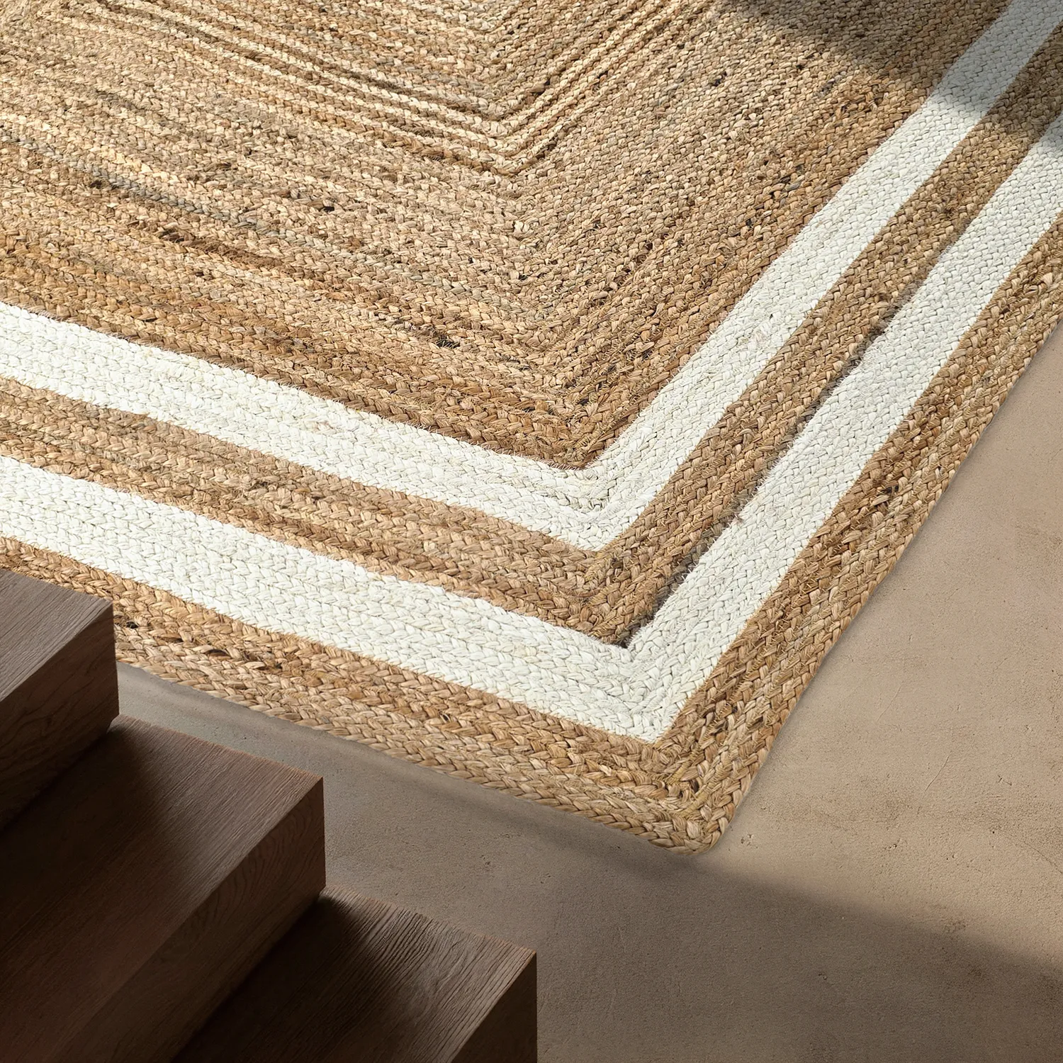 Alfombra de yute - Jessore (naturaleza/blanco)