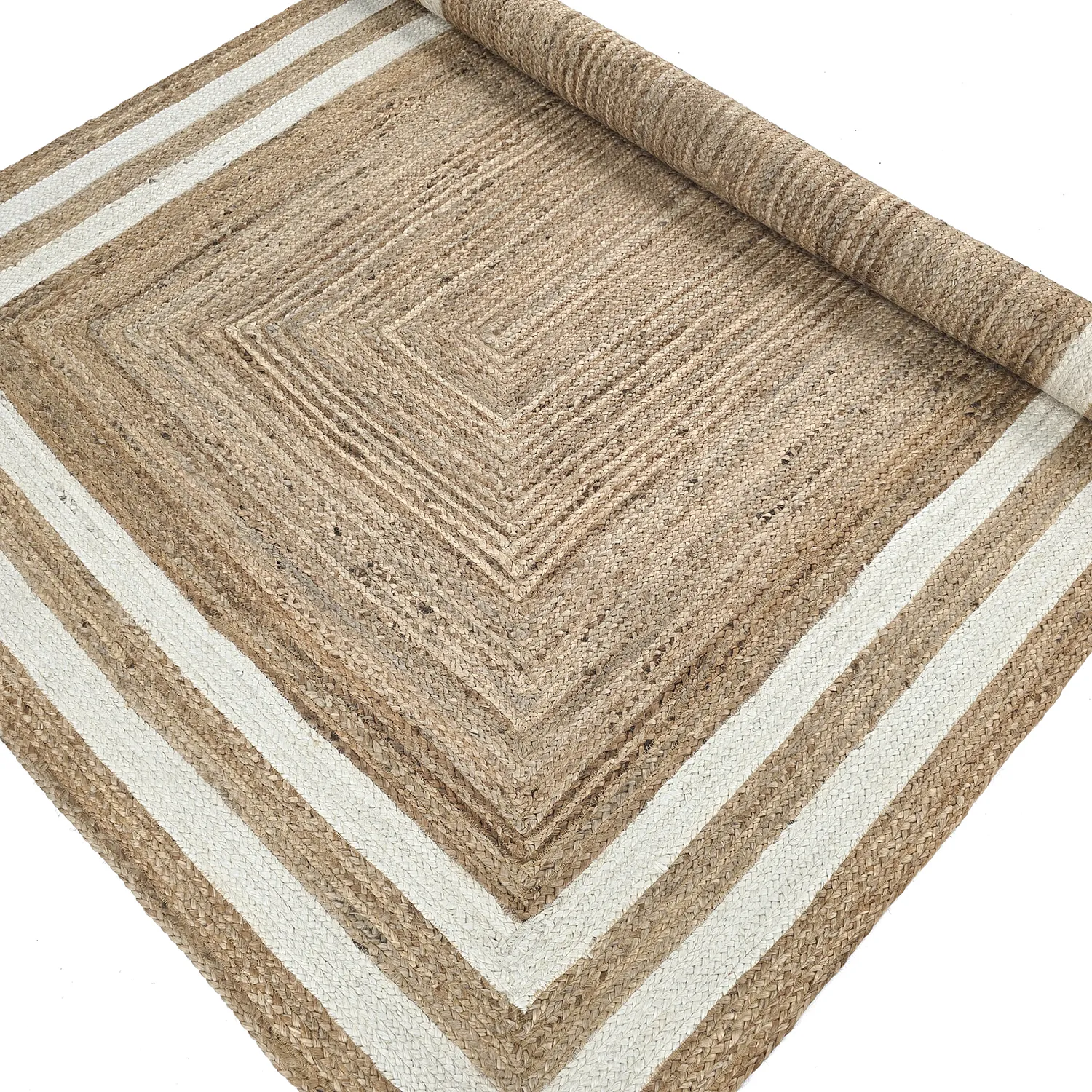 Alfombra de yute - Jessore (naturaleza/blanco)