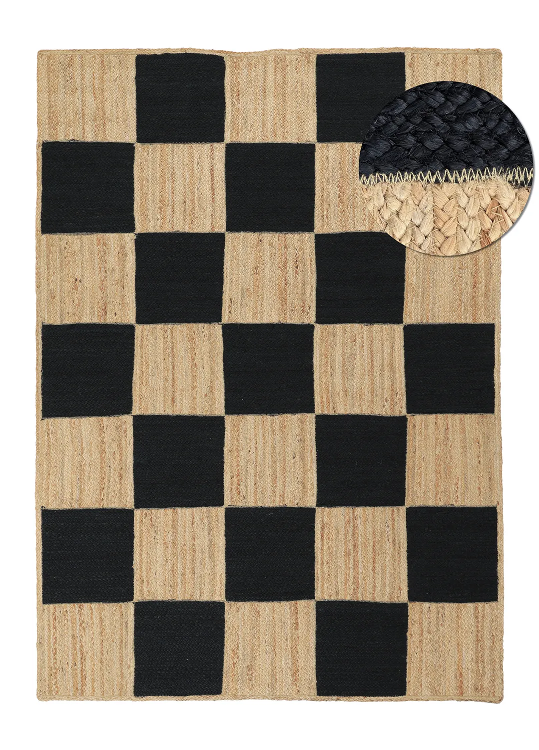 Alfombra de yute - Khulna (natural/negro)