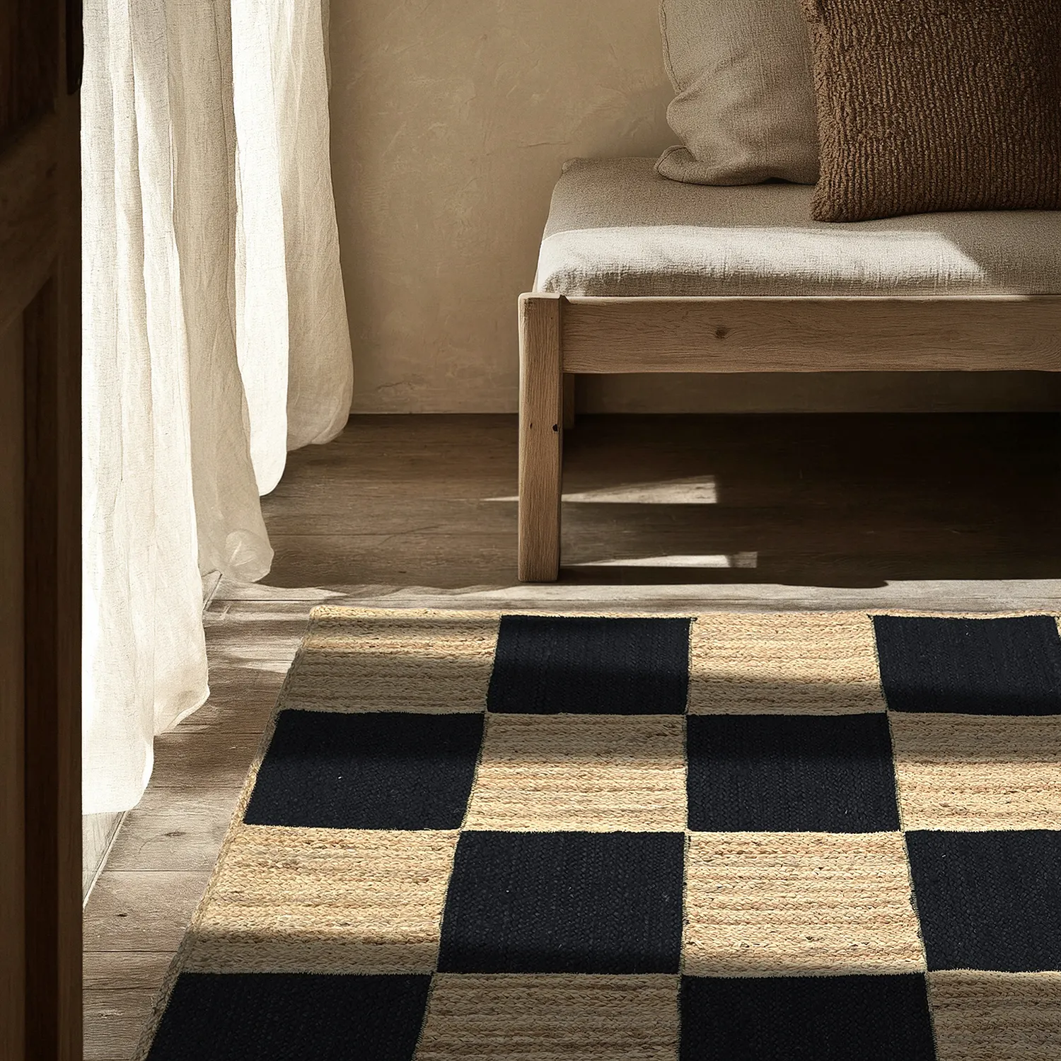 Alfombra de yute - Khulna (natural/negro)