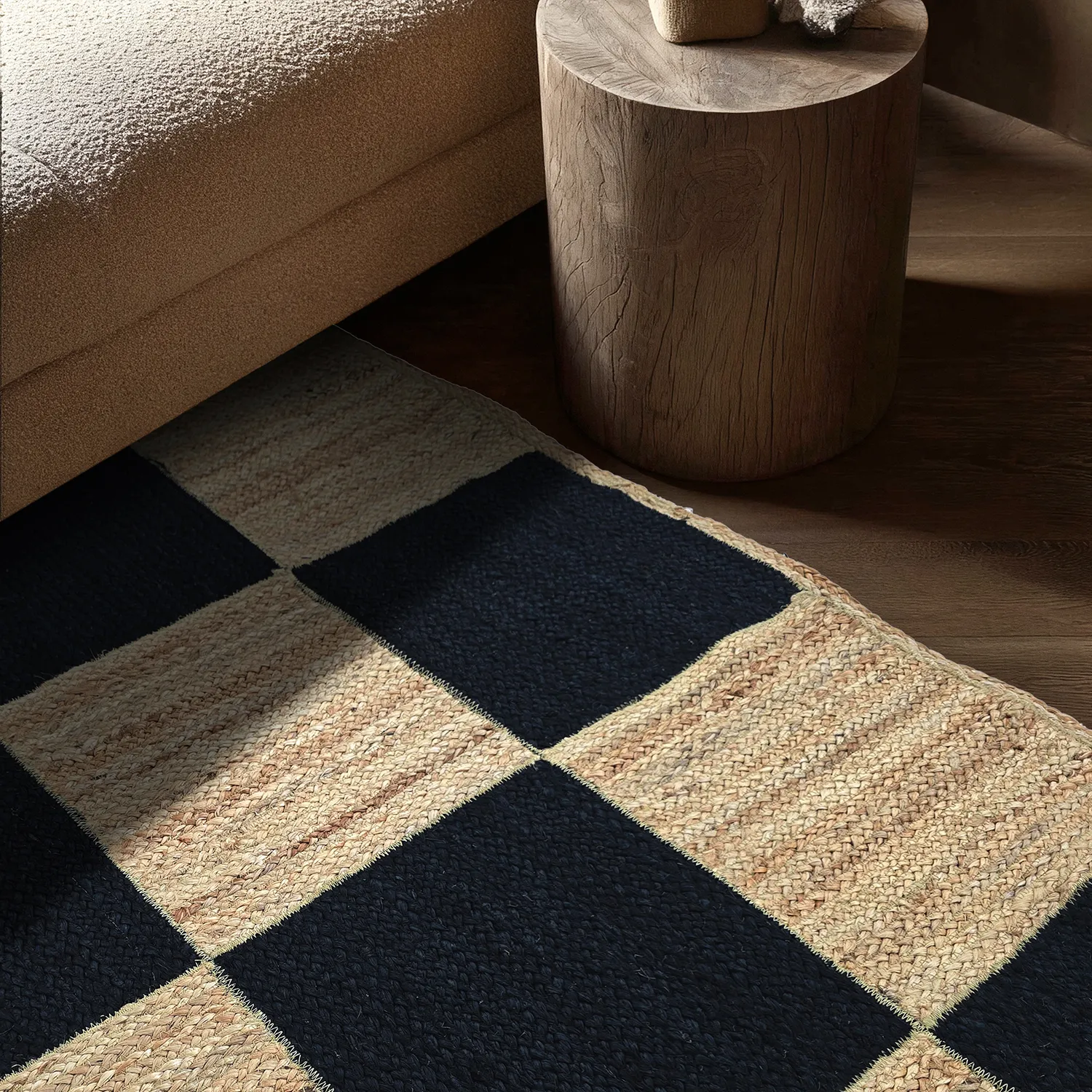 Alfombra de yute - Khulna (natural/negro)