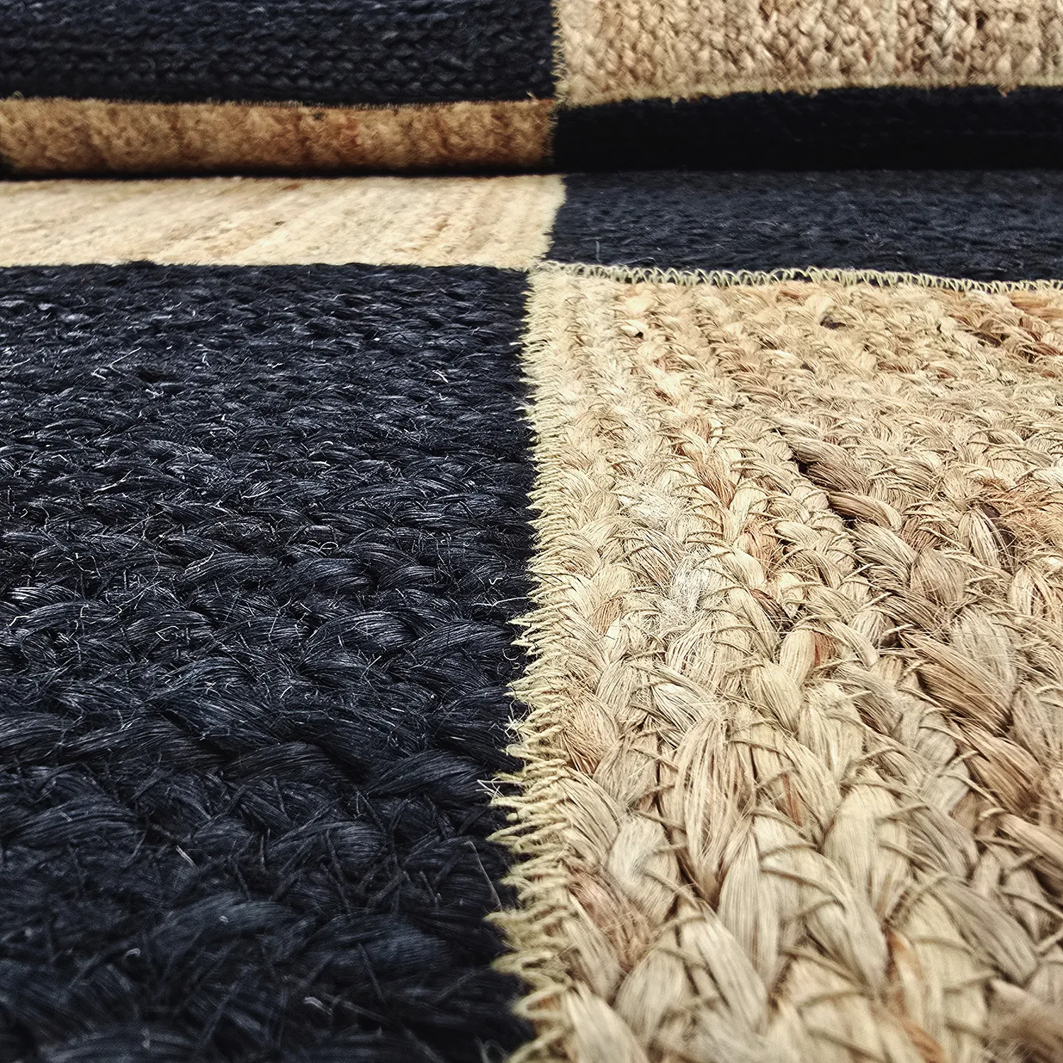Alfombra de yute - Khulna (natural/negro)