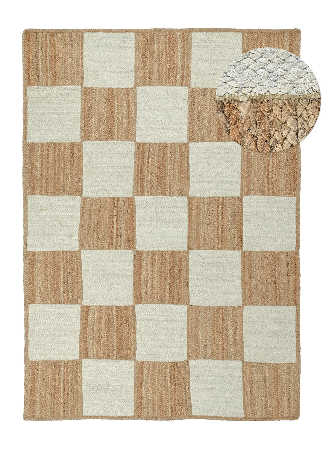 Alfombra de yute - Khulna (naturaleza/blanco)