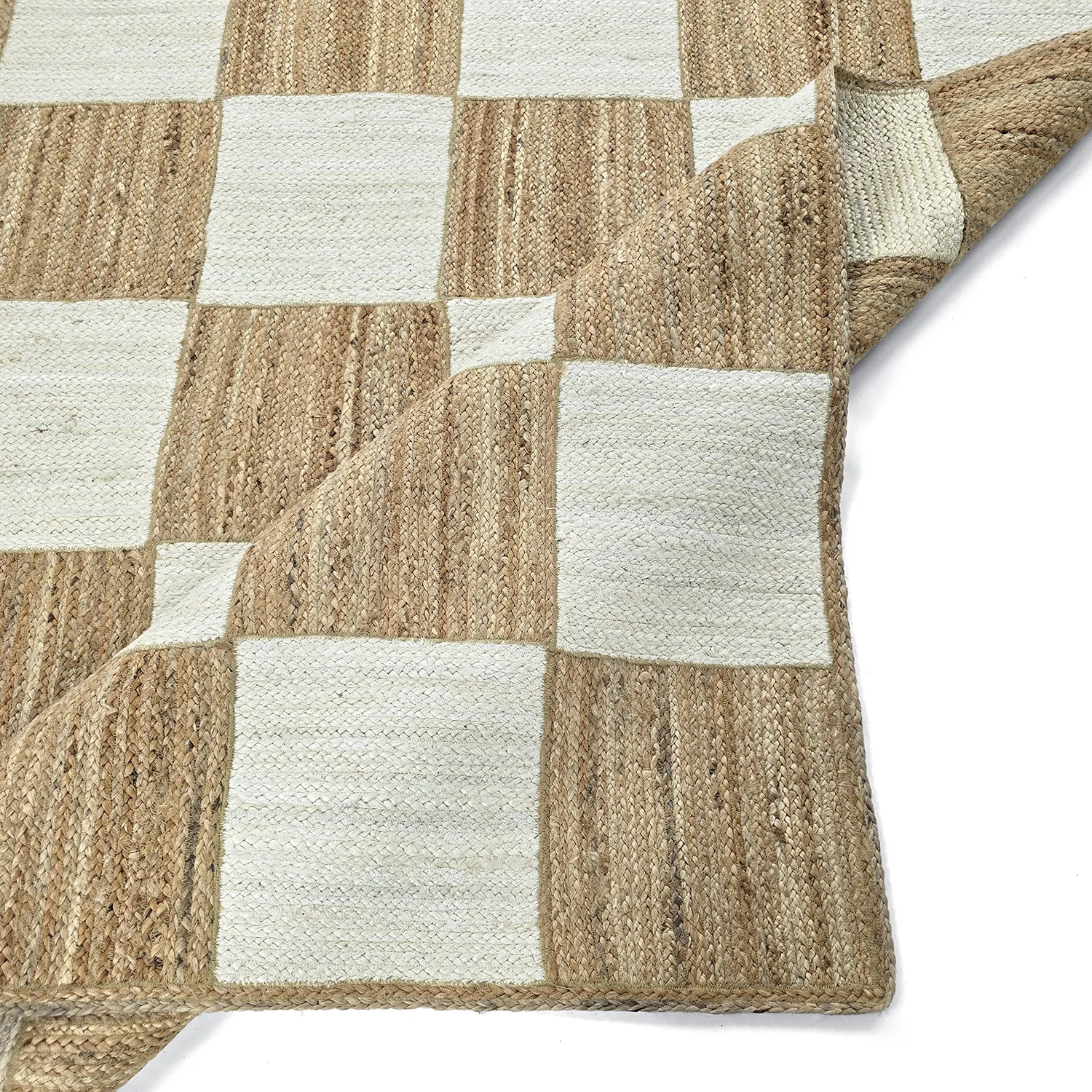 Alfombra de yute - Khulna (naturaleza/blanco)