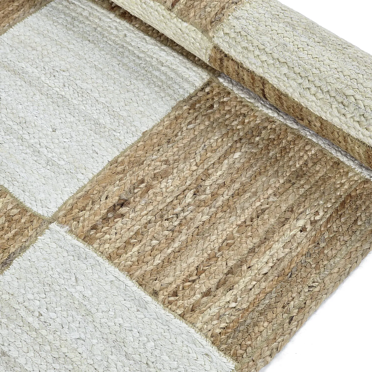 Alfombra de yute - Khulna (naturaleza/blanco)