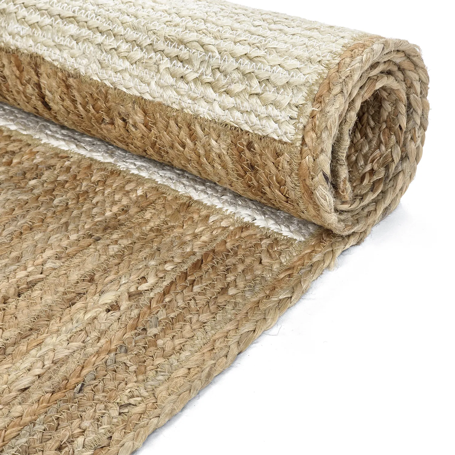Alfombra de yute - Khulna (naturaleza/blanco)