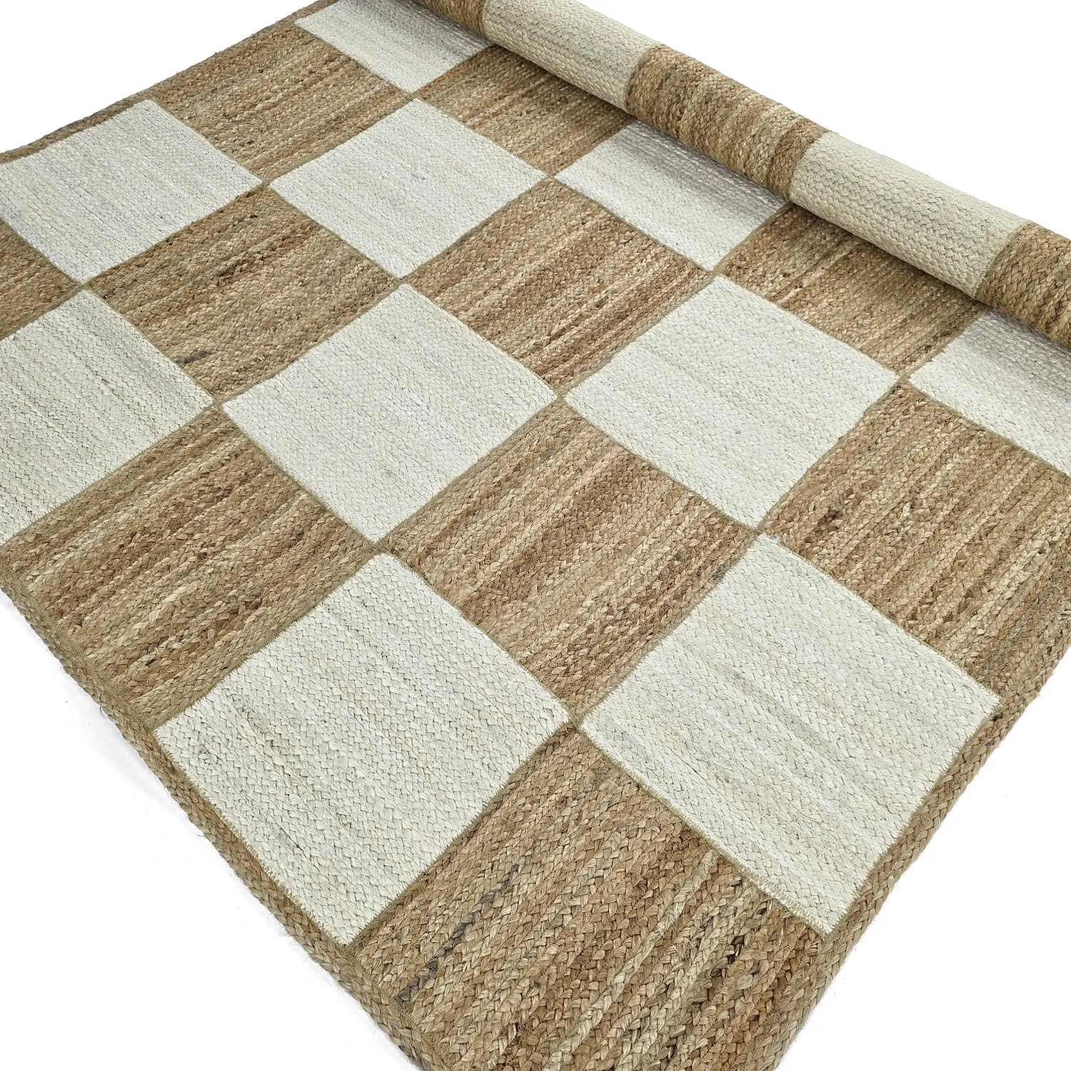 Alfombra de yute - Khulna (naturaleza/blanco)