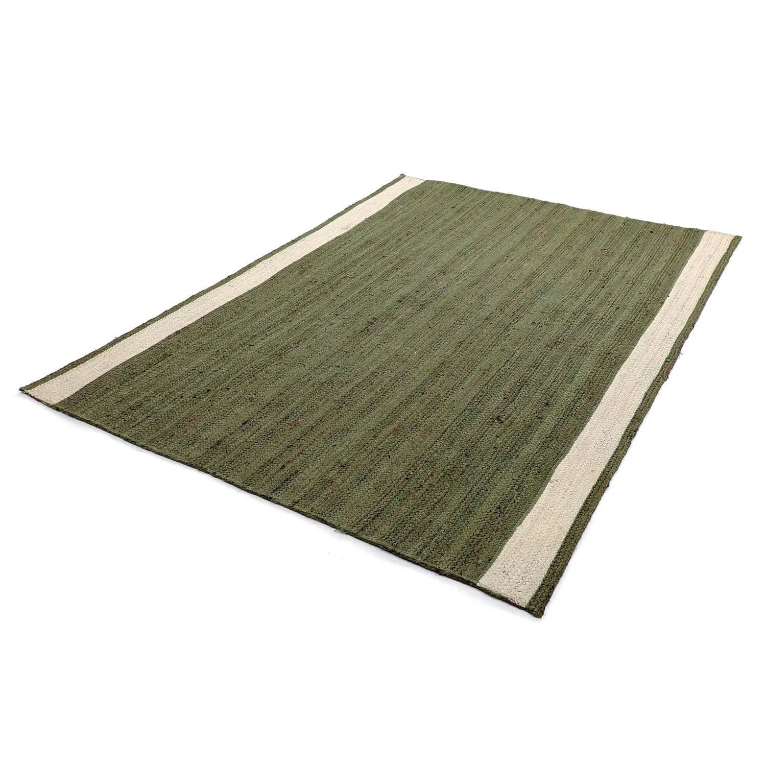 Alfombra de yute - Senaki (verde militar/blanco)