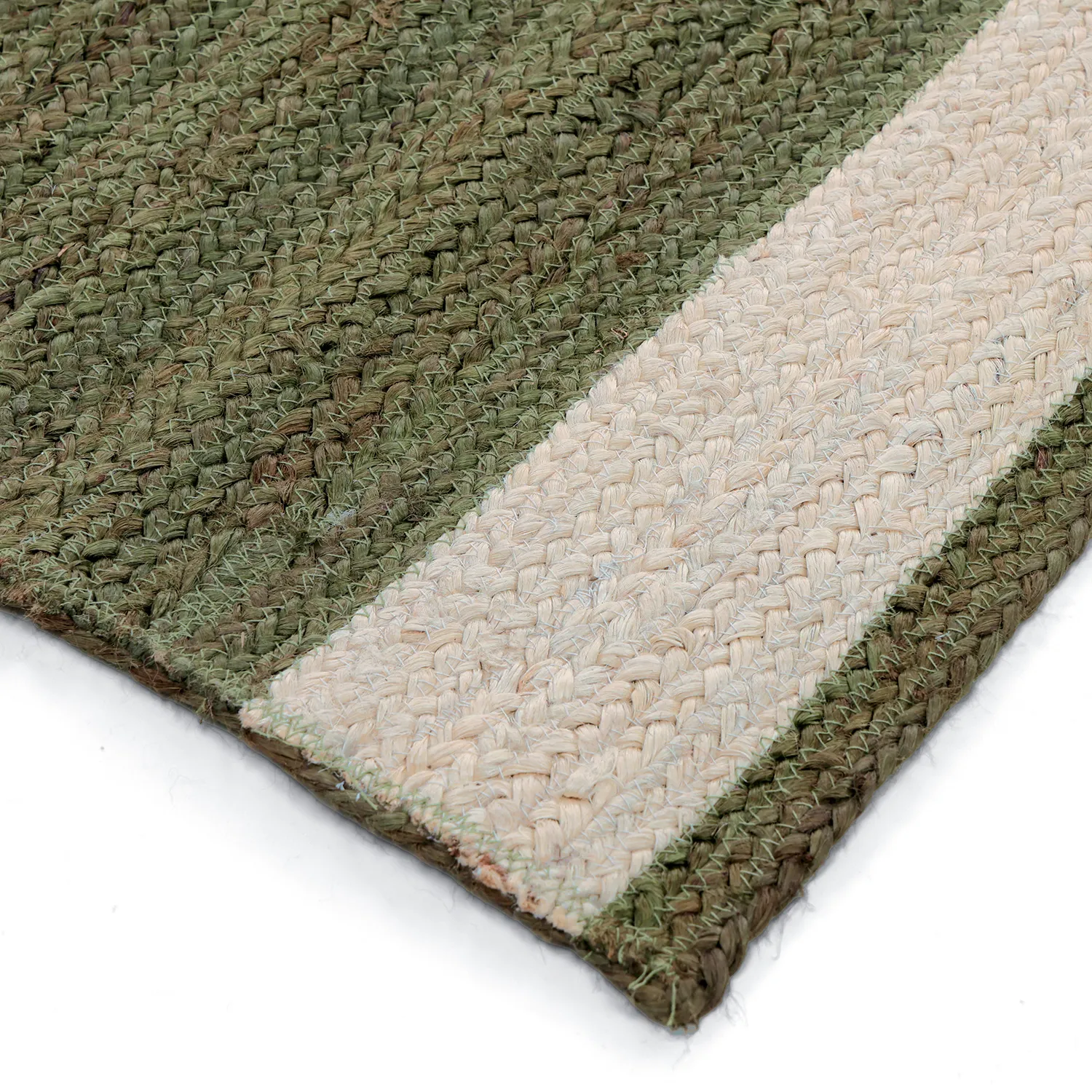 Alfombra de yute - Senaki (verde militar/blanco)