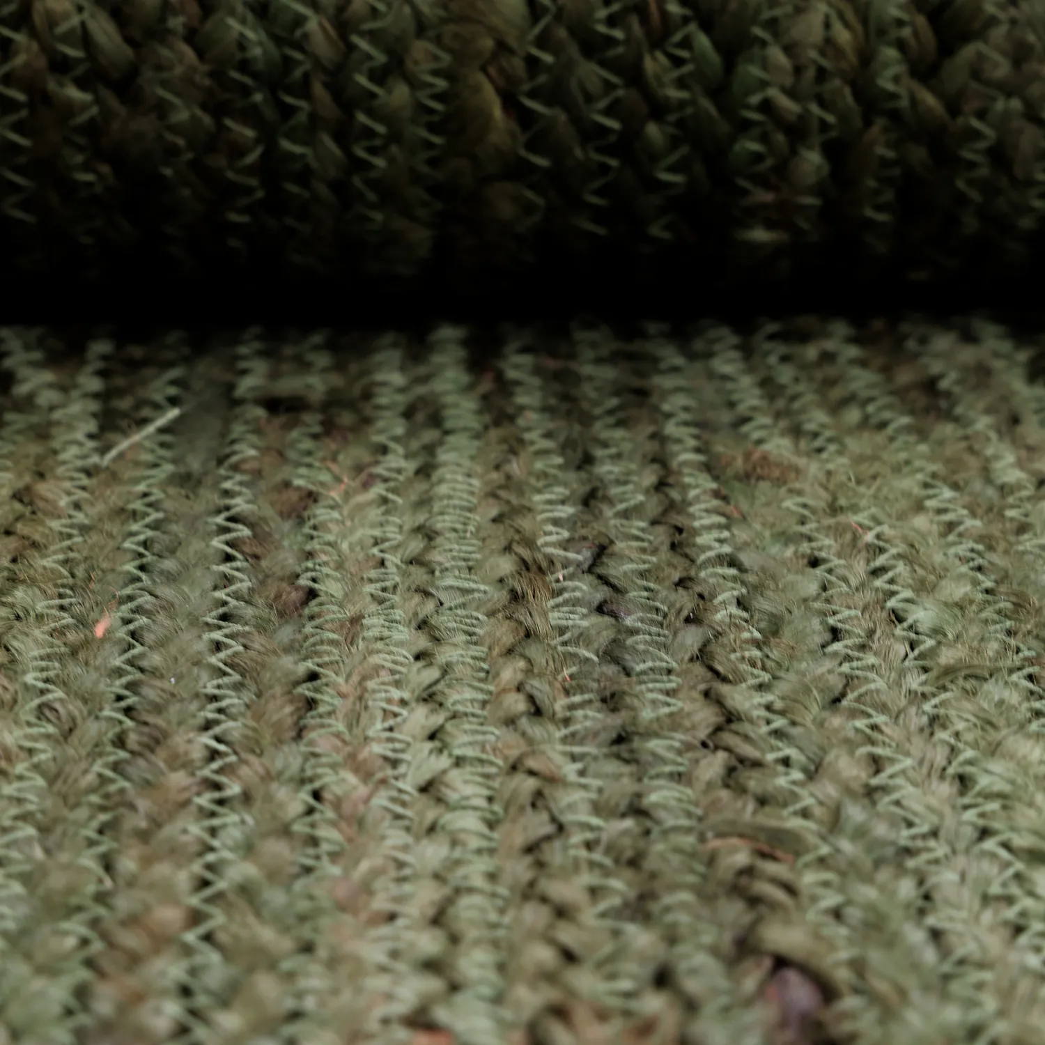 Alfombra de yute - Senaki (verde militar/blanco)