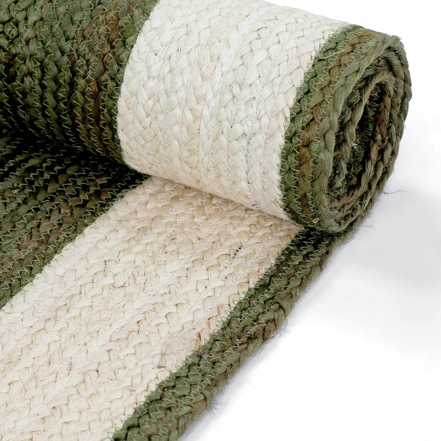 Alfombra de yute - Senaki (verde militar/blanco)