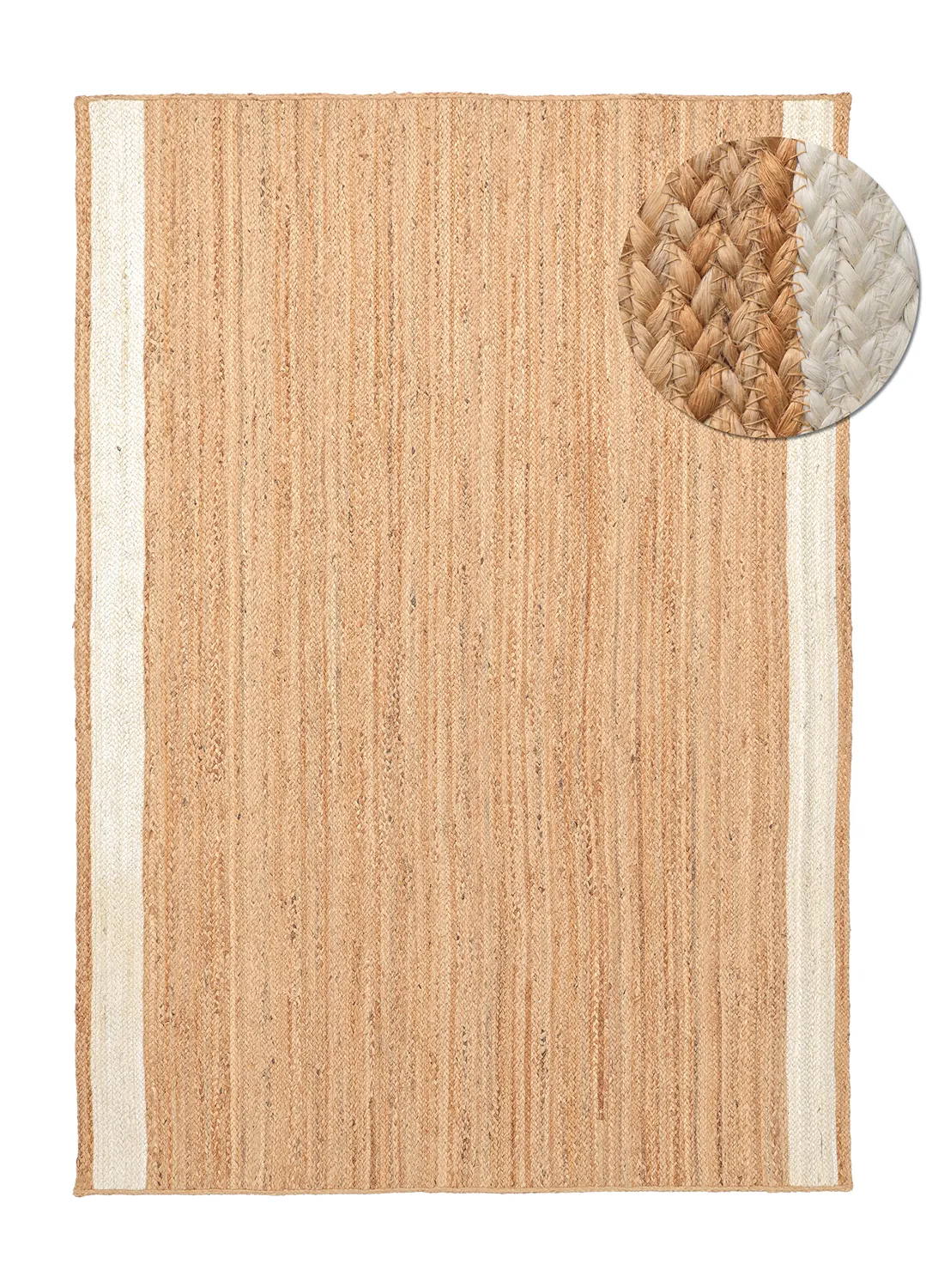 Alfombra de yute - Senaki (naturaleza/blanco)