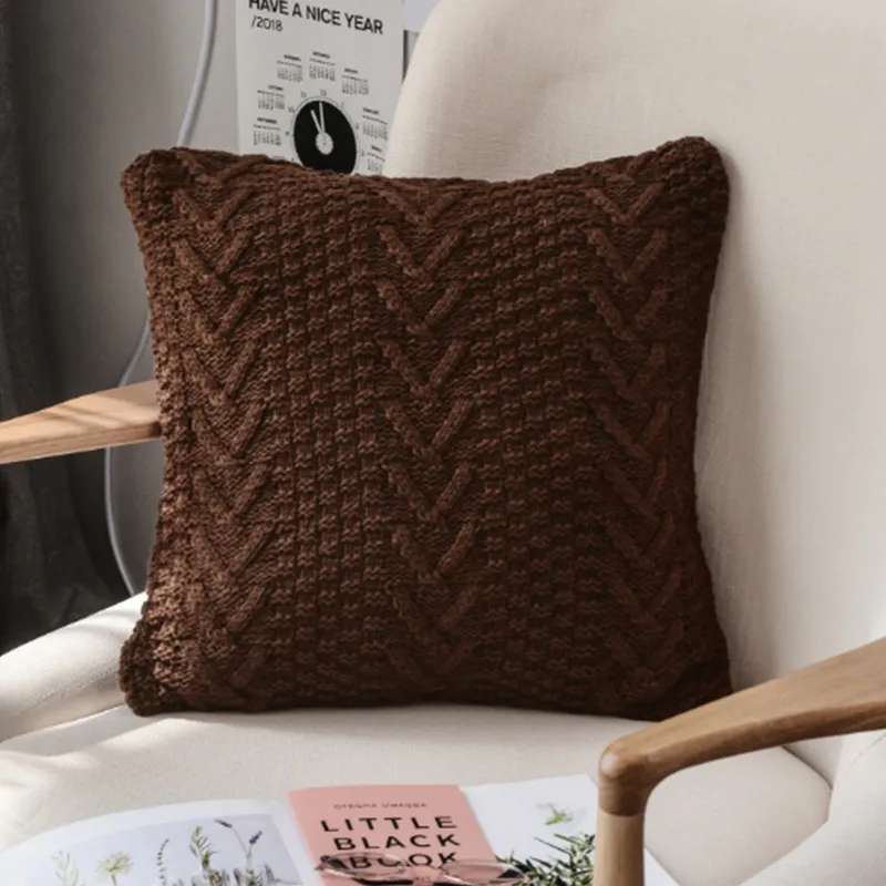 Funda de almohada - Knit Macrame 45 x 45 cm (marrón)