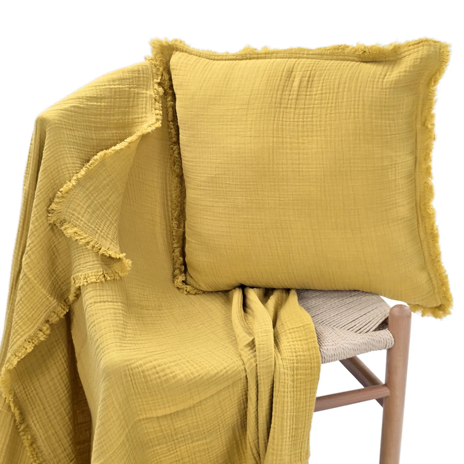 Funda de almohada - Dorena (amarillo mostaza)