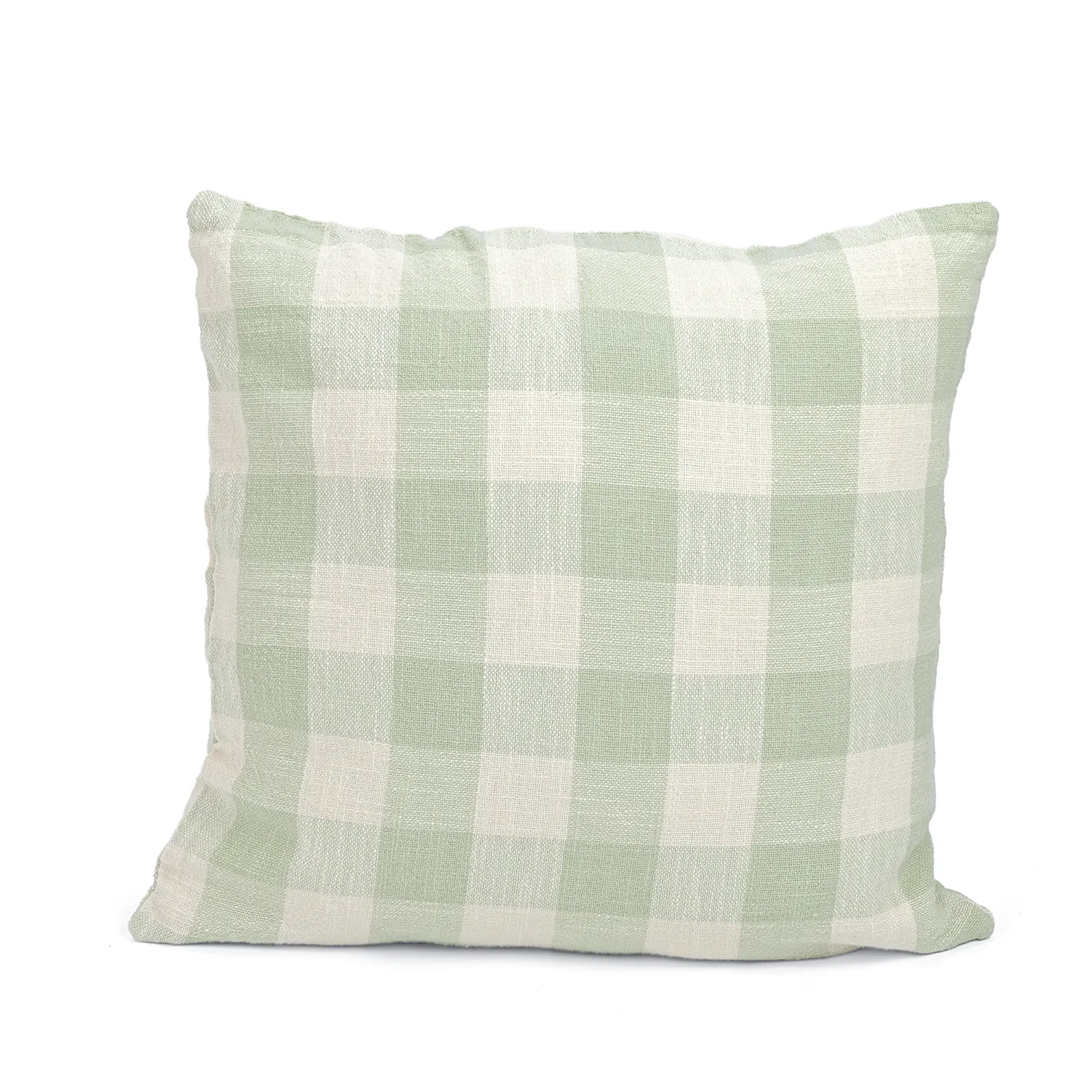 Funda de almohada - Isela check cotton cushion cover (crema/verde claro)