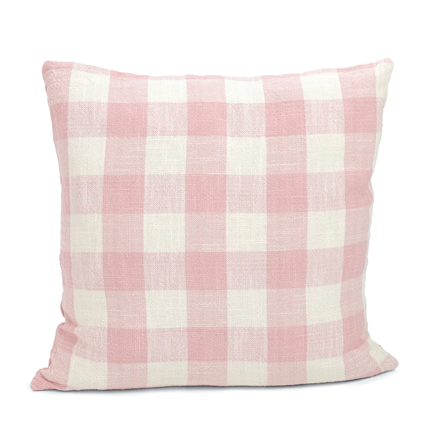 Funda de almohada - Isela check cotton cushion cover (crema/rosa)