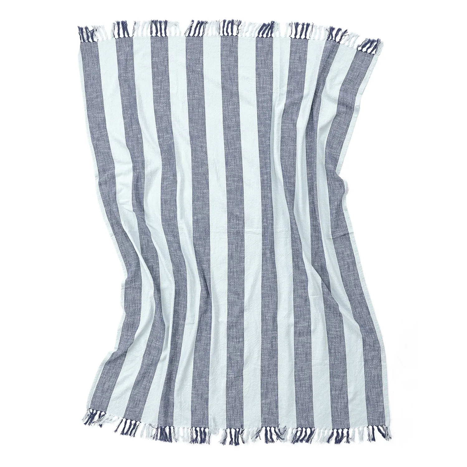 Mantas - Kora stripe cotton throw (azul marino/azul claro)