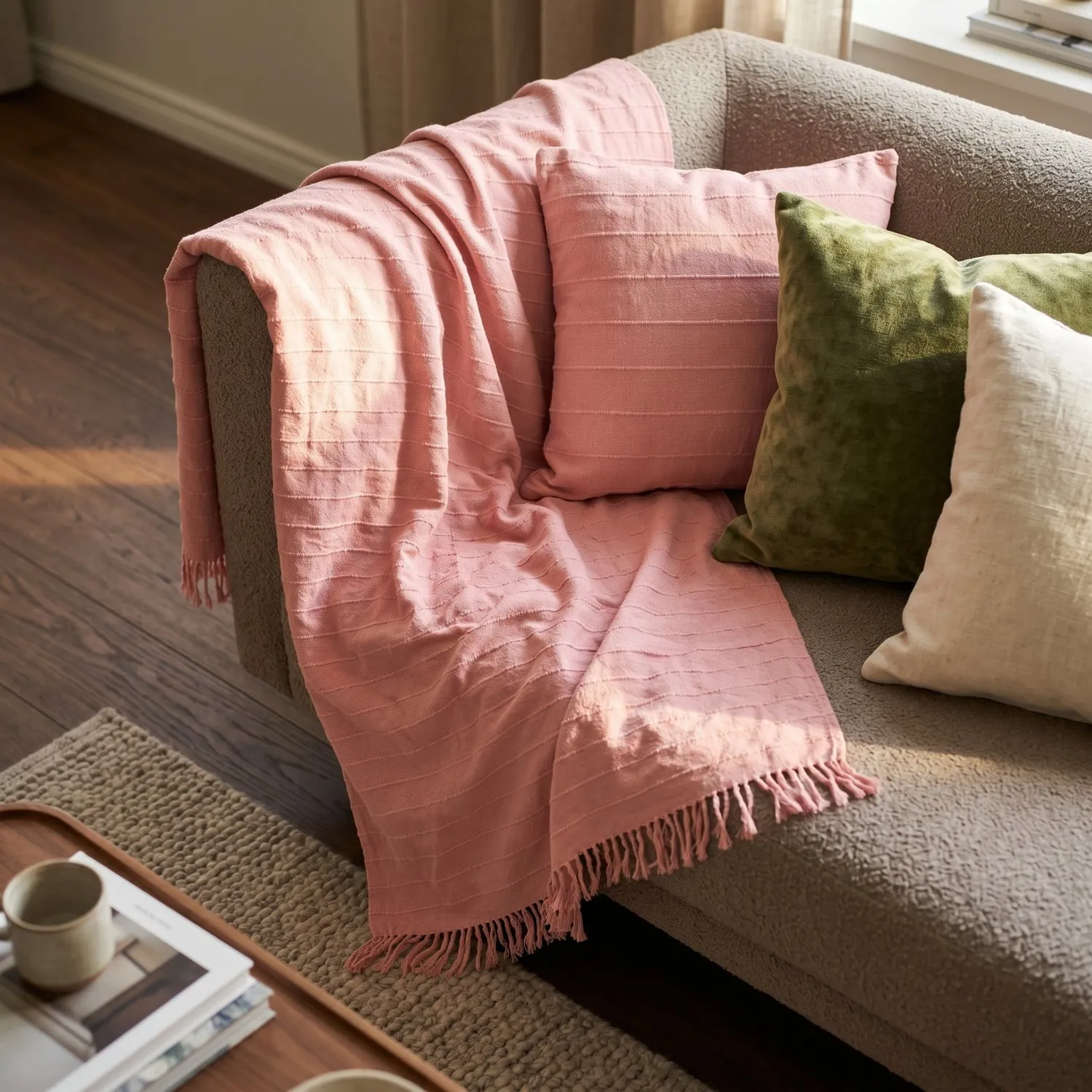 Funda de almohada - Nalani cotton cushion cover (rosa)