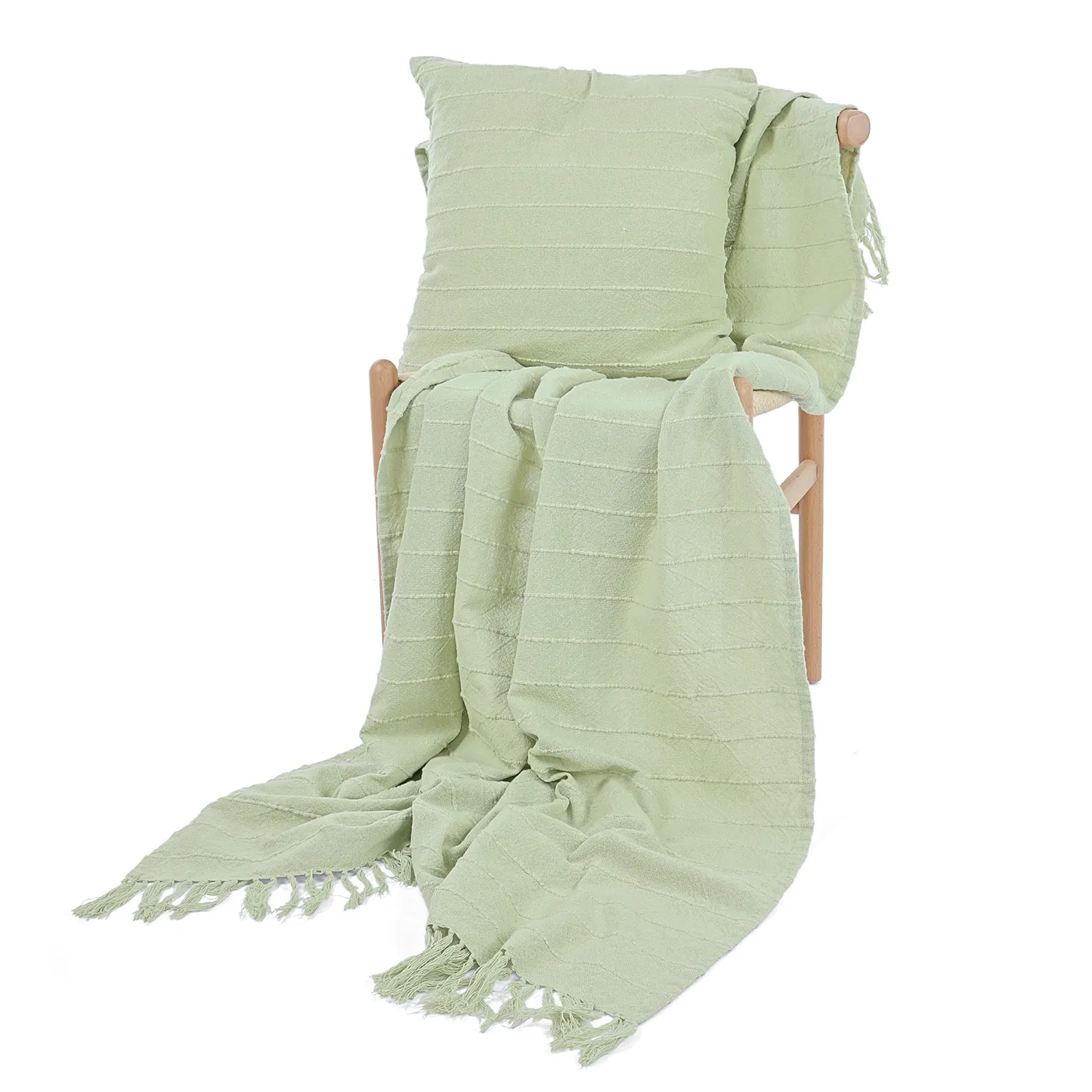 Mantas - Nalani cotton throw (verde claro)