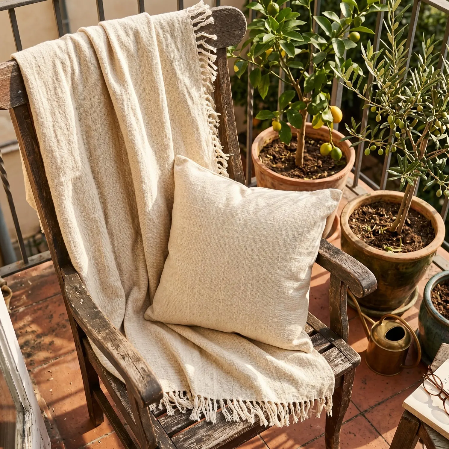 Funda de almohada - Veya cotton cushion cover (crema)
