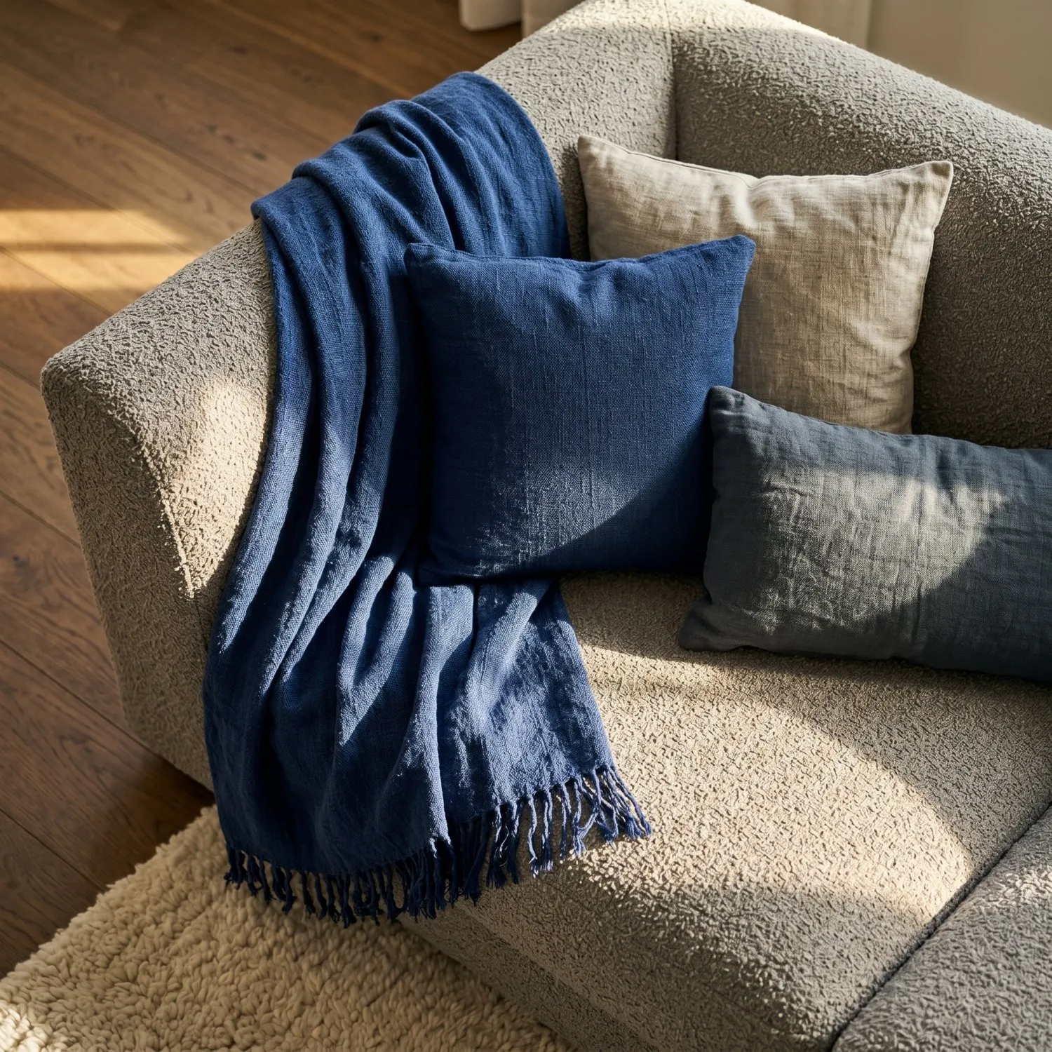 Funda de almohada - Veya cotton cushion cover (azul marino)