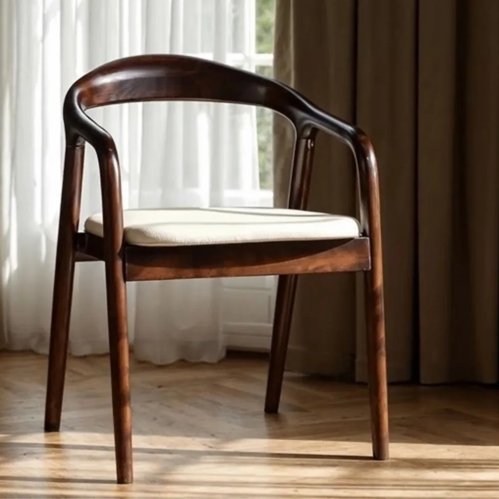 Silla con reposabrazos - Aspa (marrón oscuro/beige) - 2 piezas