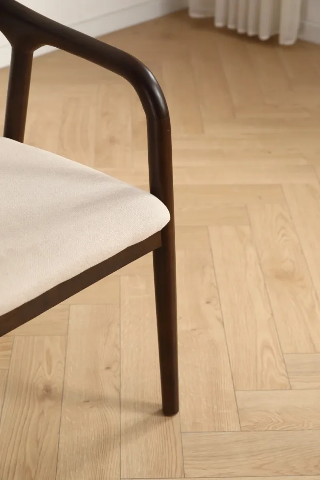 Silla con reposabrazos - Aspa (marrón oscuro/beige) - 2 piezas