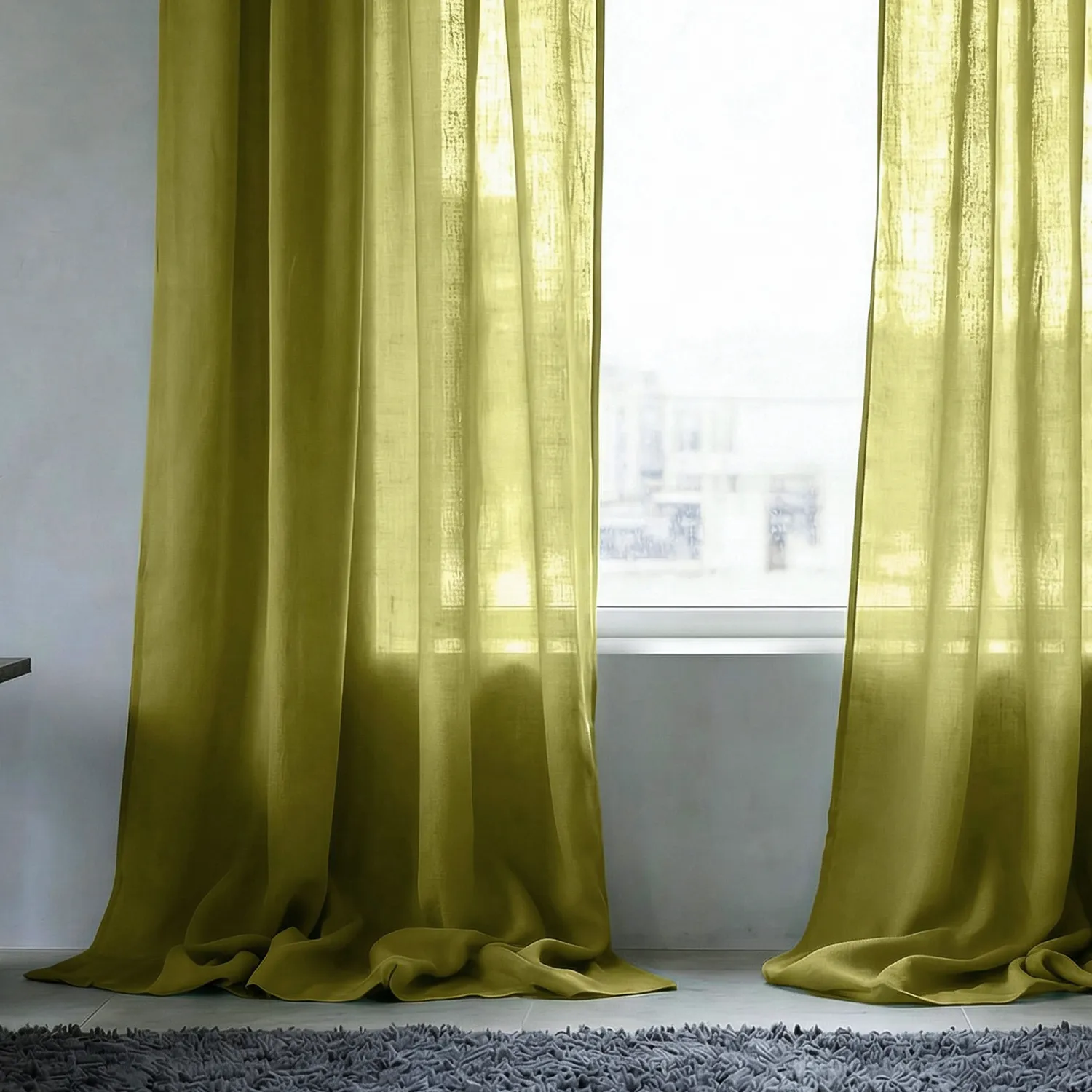 Cortinas Pack de 2 - Cortina mezcla de lino Lumira (verde)