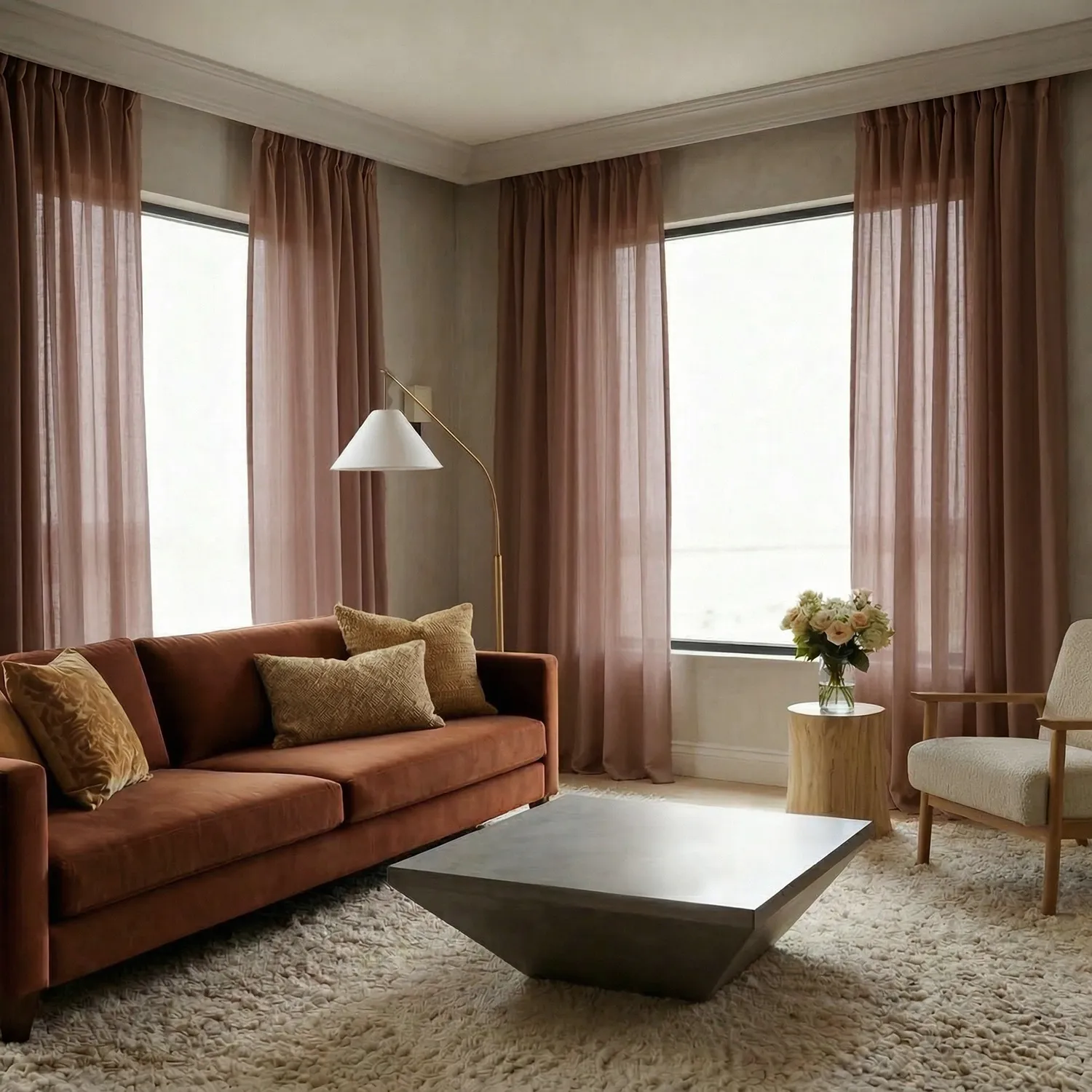 Cortinas Pack de 2 - Cortina mezcla de lino Lumira (marrón oscuro)