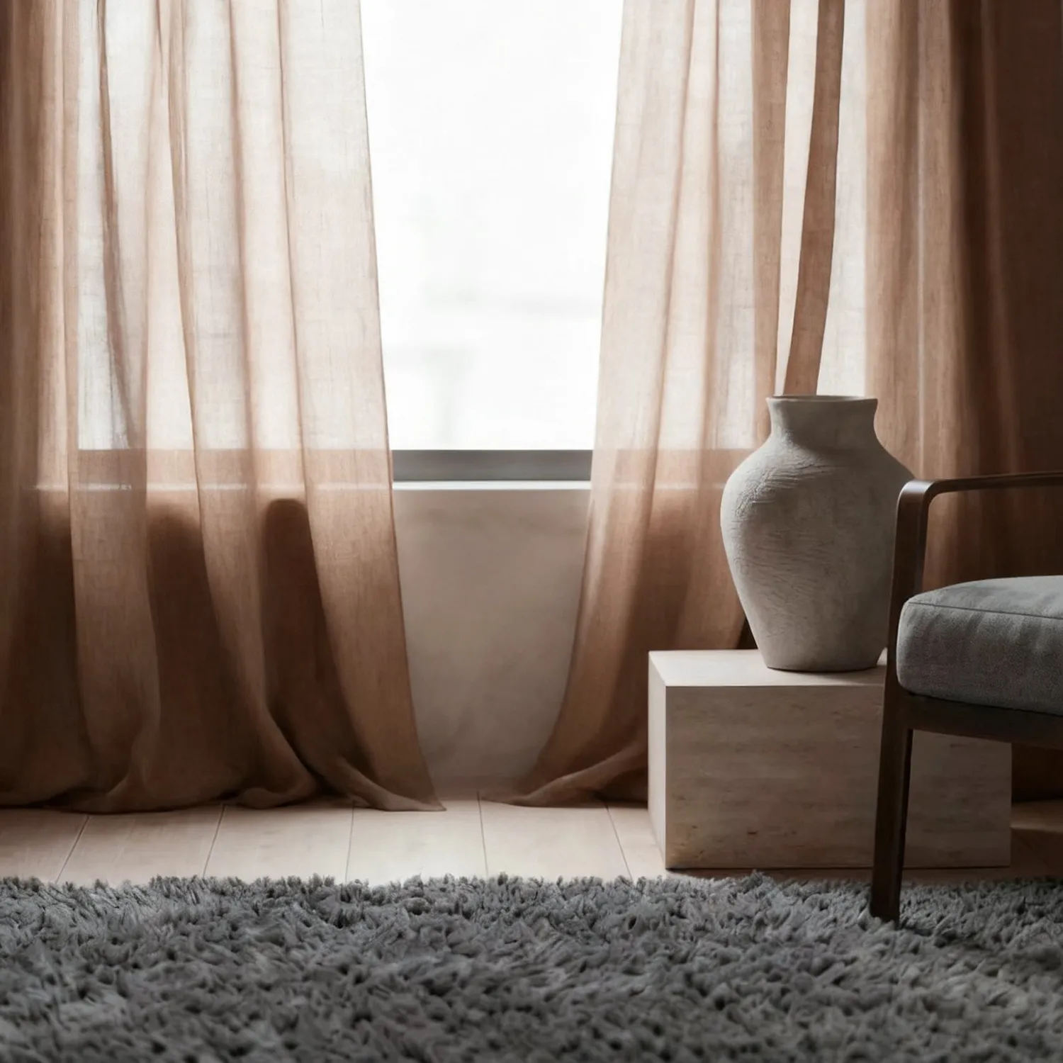 Cortinas Pack de 2 - Cortina mezcla de lino Lumira (marrón oscuro)