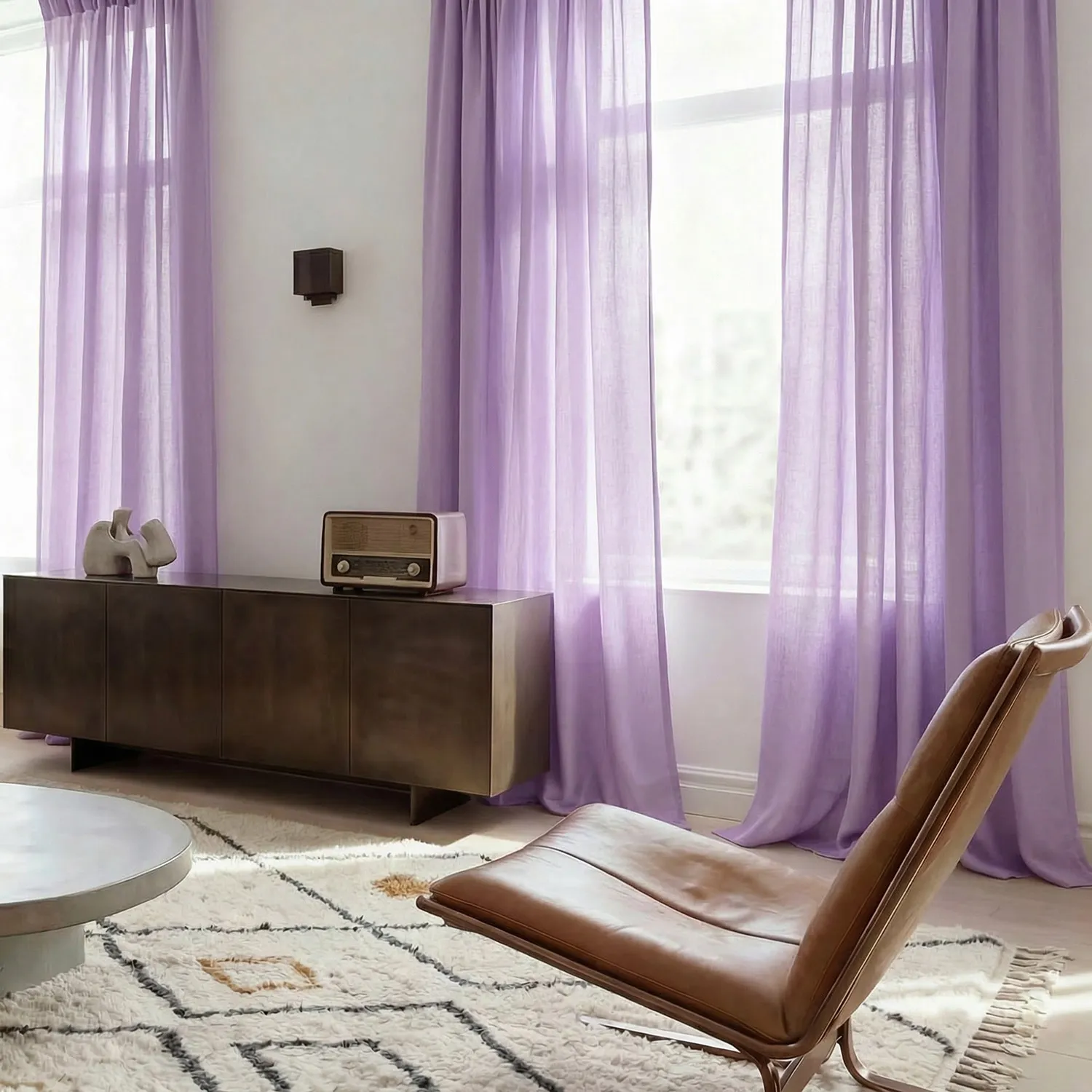 Cortinas Pack de 2 - Cortina mezcla de lino Lumira (púrpura)