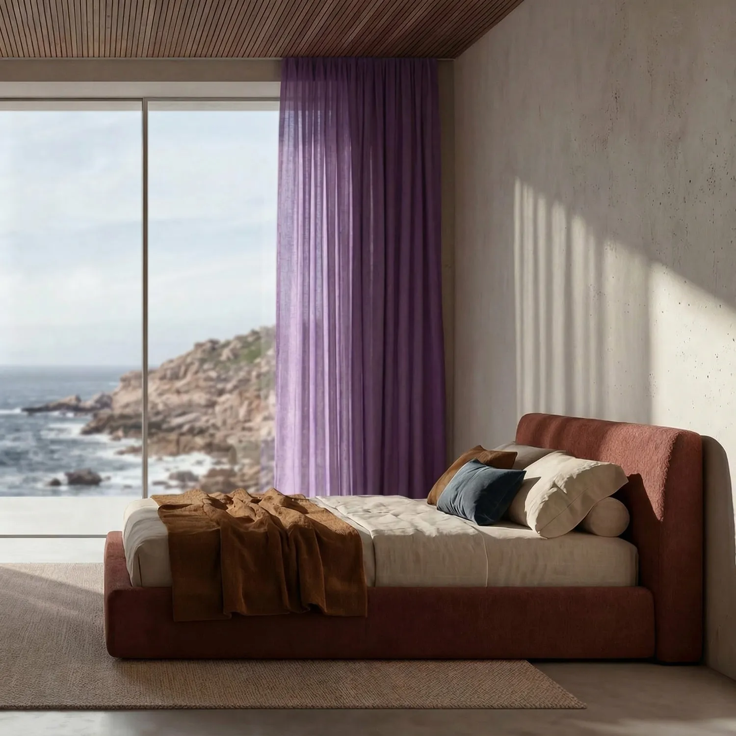 Cortinas Pack de 2 - Cortina mezcla de lino Lumira (púrpura)