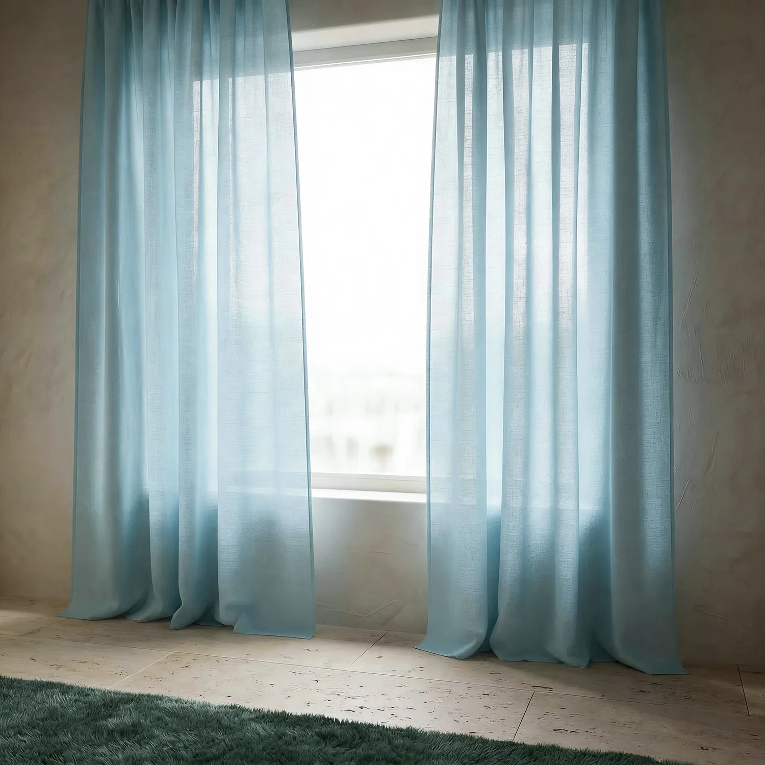Cortinas Pack de 2 - Cortina mezcla de lino Lumira (azul claro)