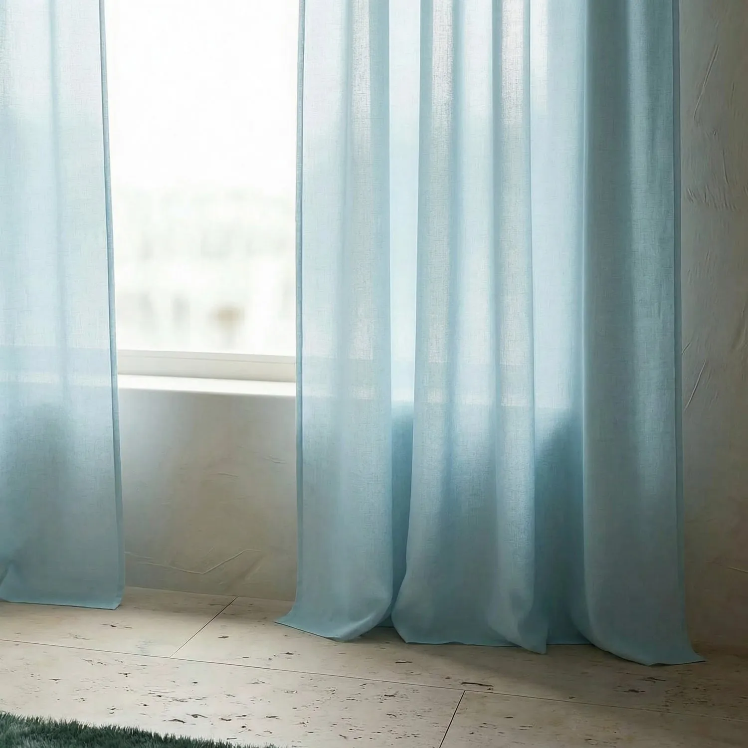 Cortinas Pack de 2 - Cortina mezcla de lino Lumira (azul claro)