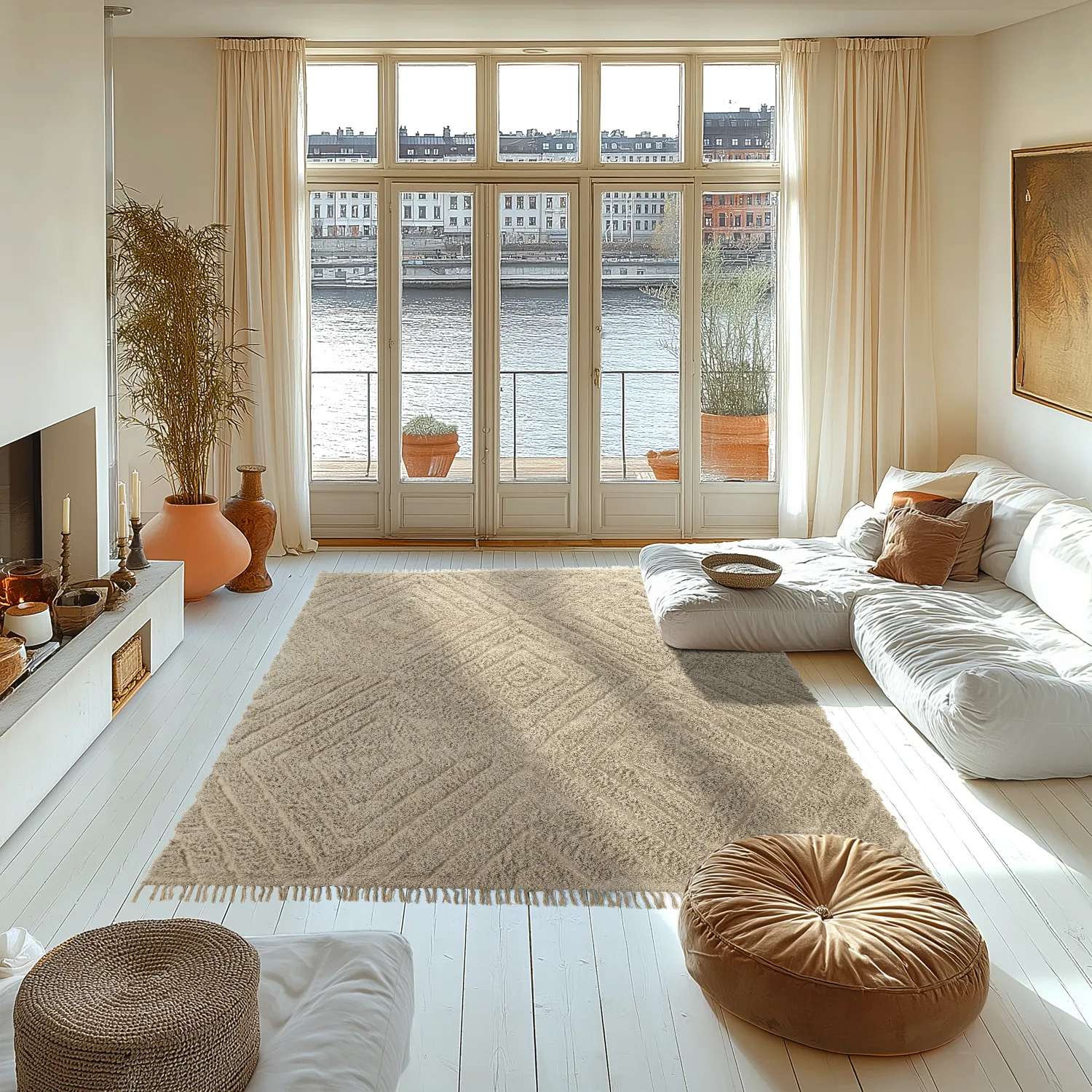 Alfombras de pelo largo - Amberley Natural Cotton Shaggy (beige)