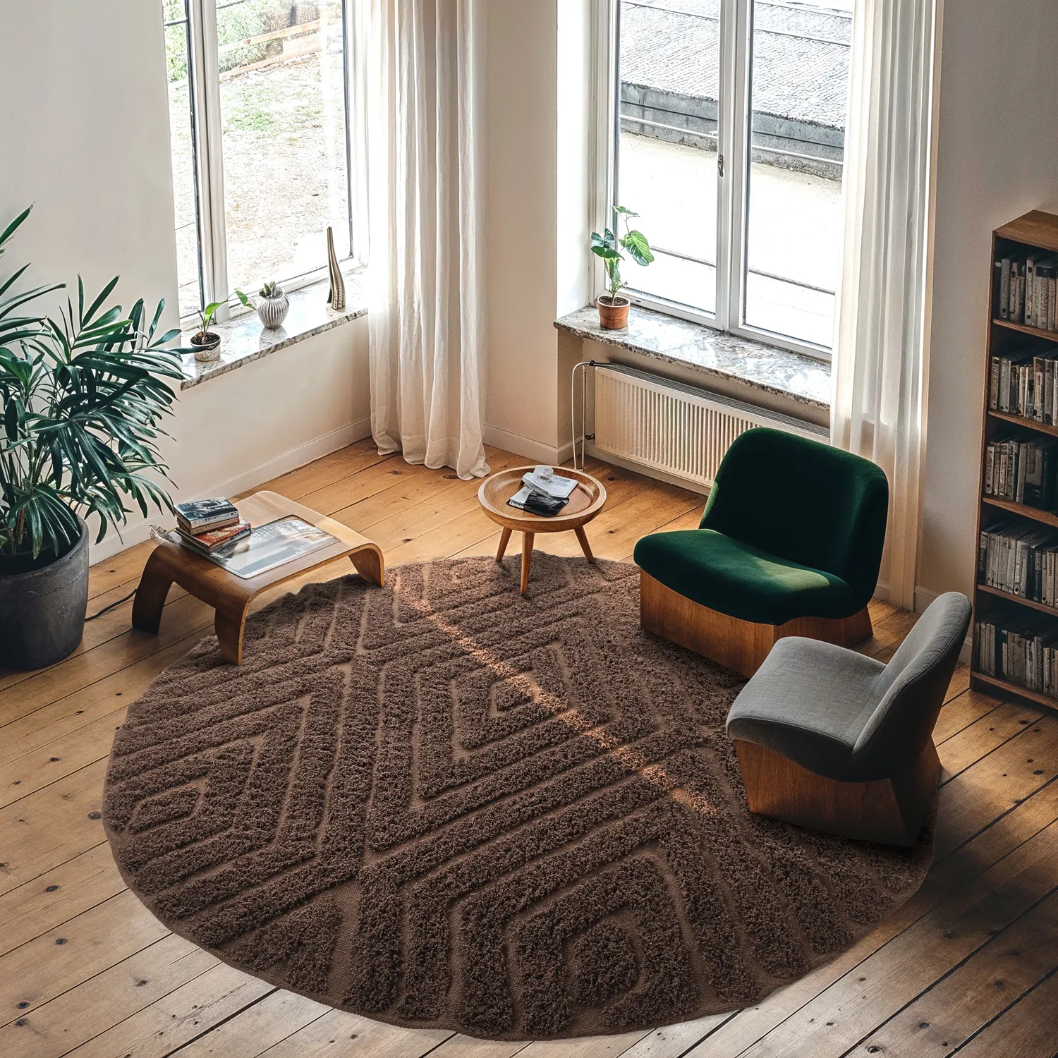 Alfombras redondeadas - Amberley Natural Cotton Shaggy (marrón)