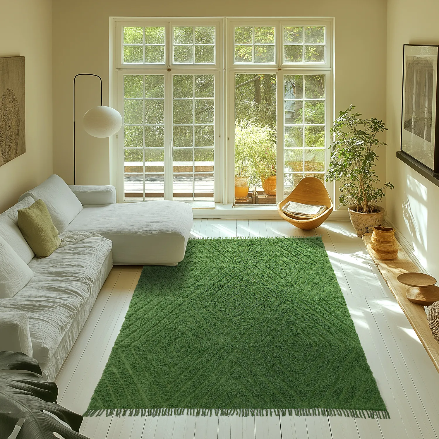 Alfombras de pelo largo - Amberley Natural Cotton Shaggy (verde)